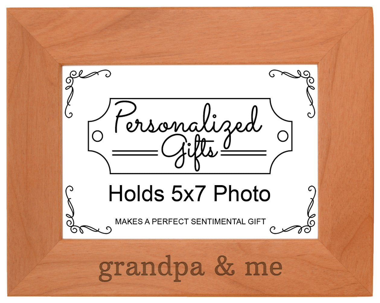 Personalized Gifts Grandpa Gift Grandpa and Me Grandchild Natural Wood Engraved 5x7 Landscape Picture Frame Wood
