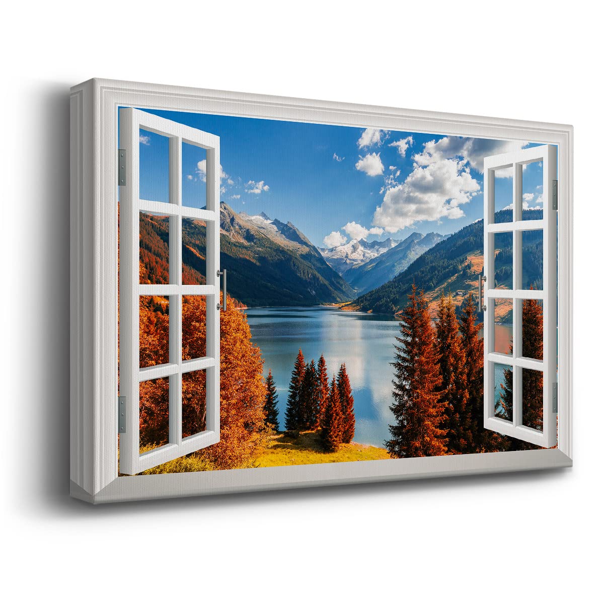 Renditions Gallery Canvas Nature Wall Art Home Paintings & Prints Artwork Autumn Lake Cloudy Mountain Modern Glam Romantic Wall Hanging Decorations for Bedroom Office Kitchen - 18''x27'' LT21