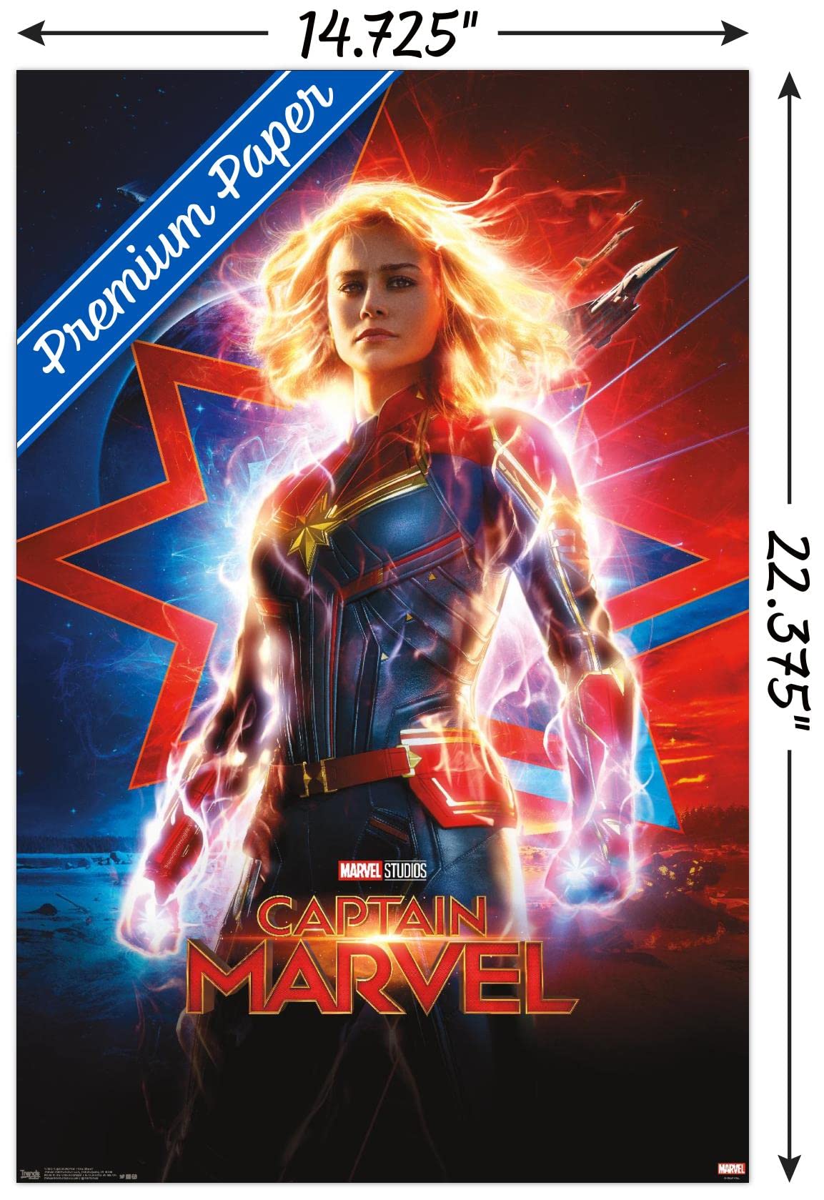 Trends International Marvel Cinematic Universe - Captain Marvel - One Sheet Wall Poster, 14.725'' X 22.375'', Premium Unframed V