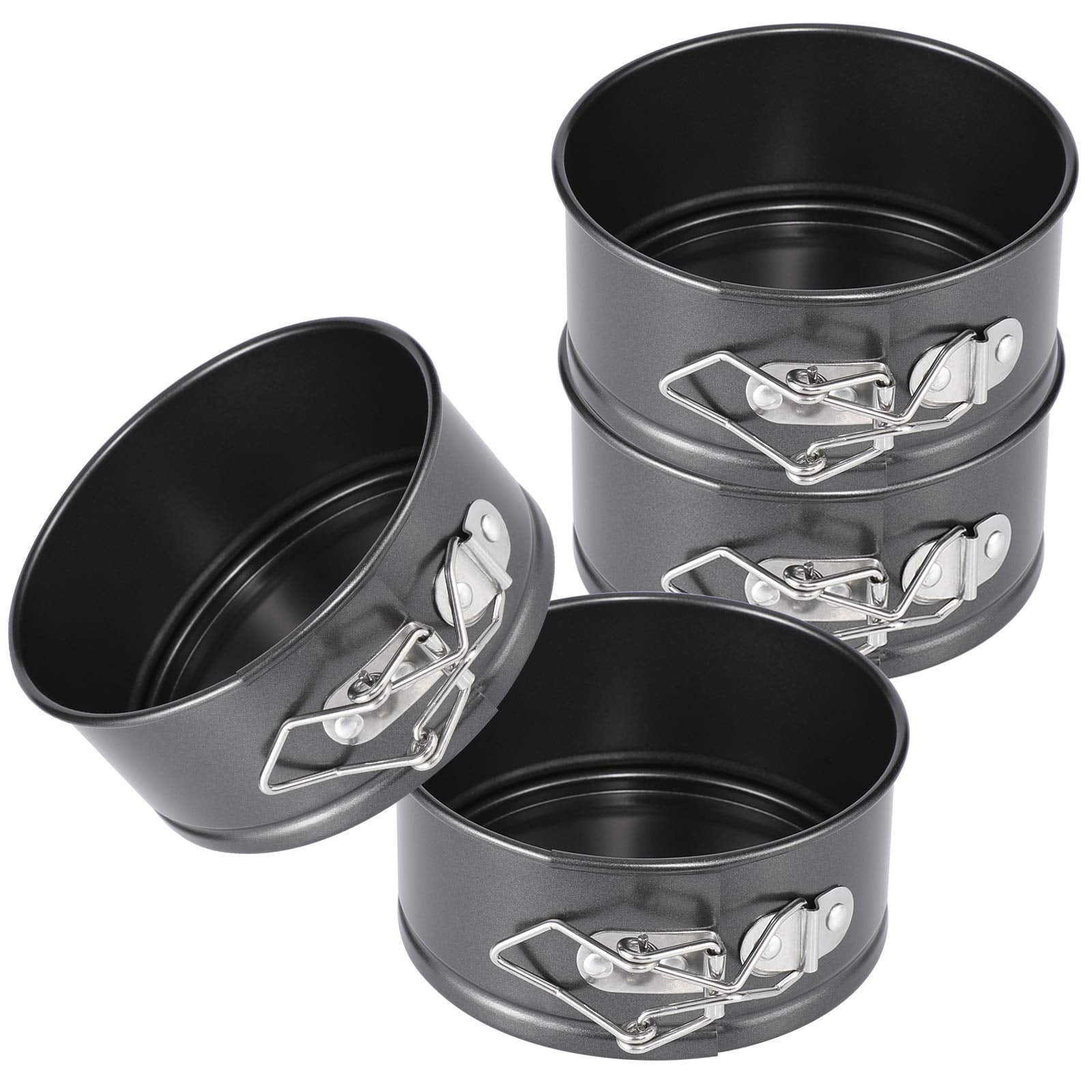 Hiware 4-Inch Mini Springform Pan Set - 4 Piece Small Nonstick Cheesecake Pan For Mini Cheesecakes, Pizzas And Quiches
