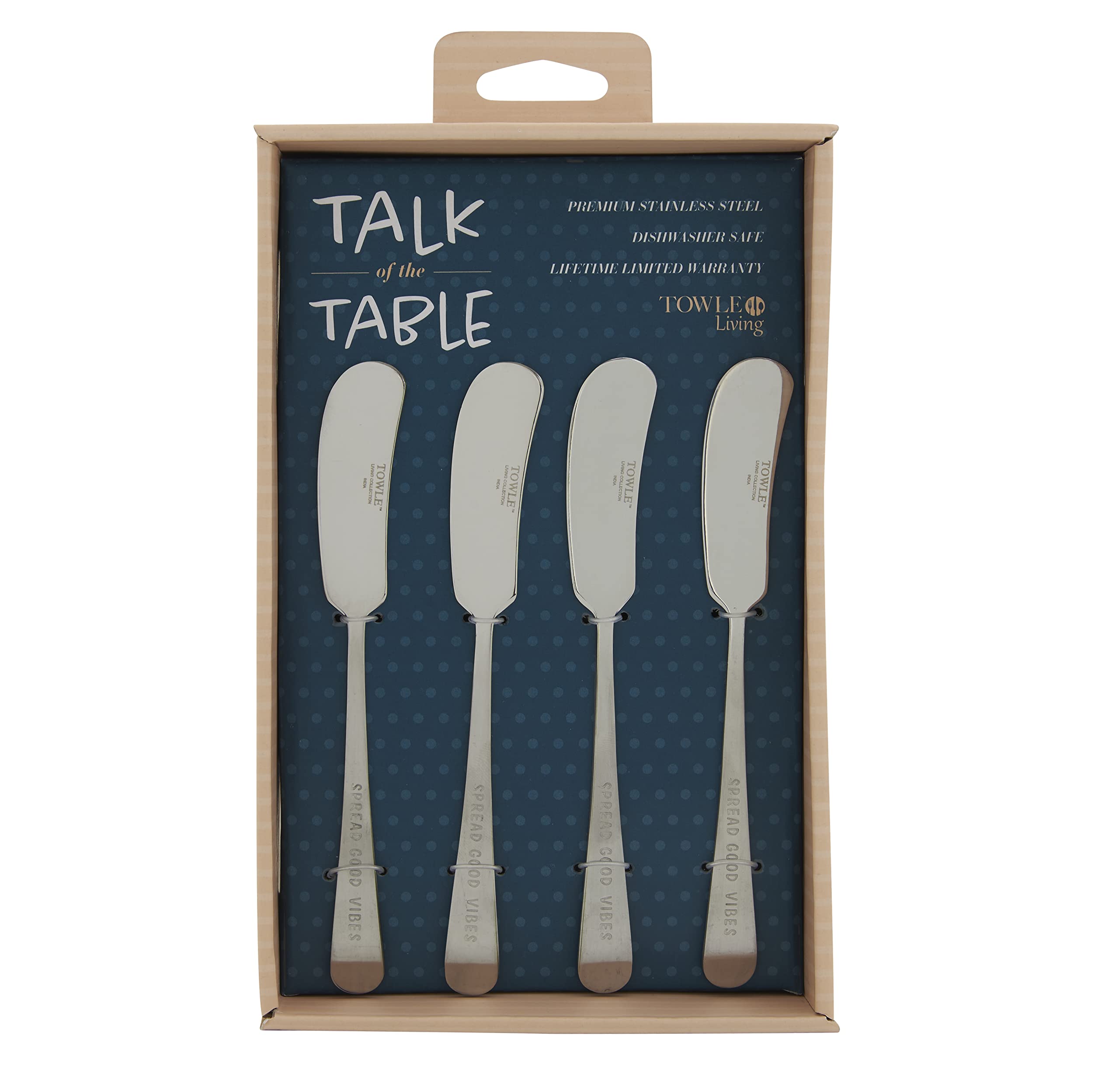 Towle Living Expressions Cheese Spreader S, Set Of 4 , Stainless Steel -