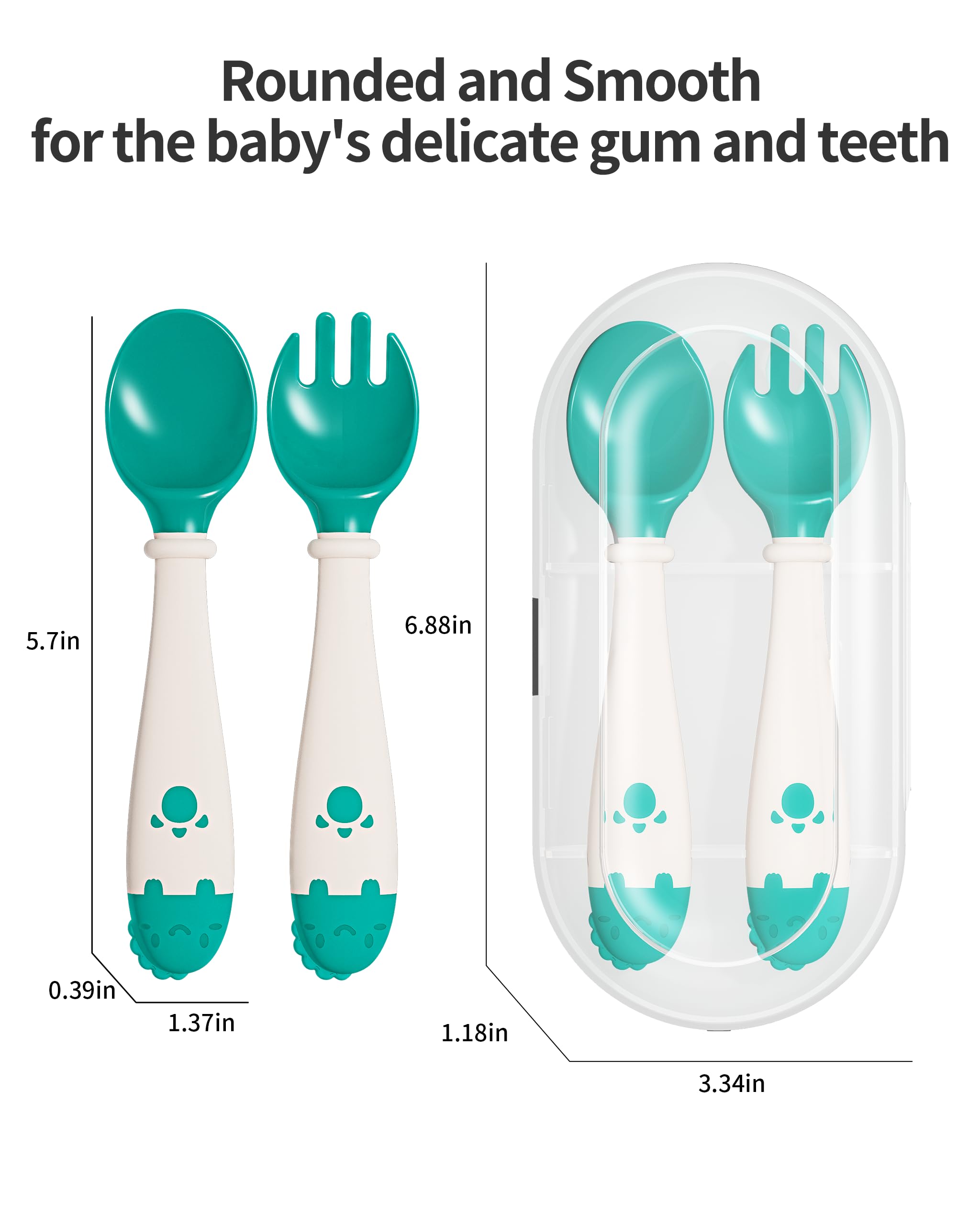 Deejoy Toddler Utensils with Travel Safe Case, Silicone Baby Spoons and Fork Set for Self Feeding, Toddlers Feeding Training Spo