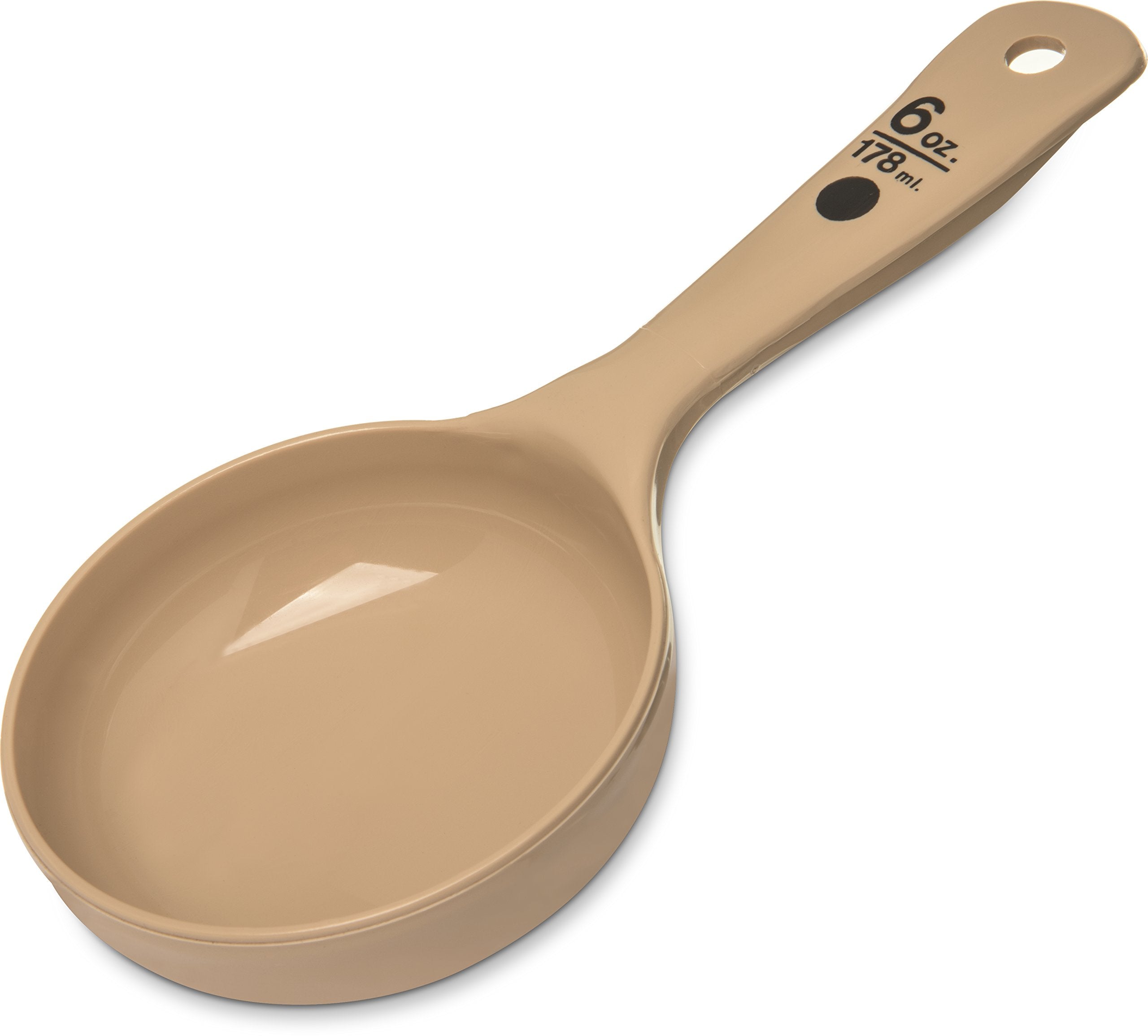 Carlisle FoodService Products Measure Miser Plastic Measuring Spoon with Short Handle, 6 Ounces, Beige
