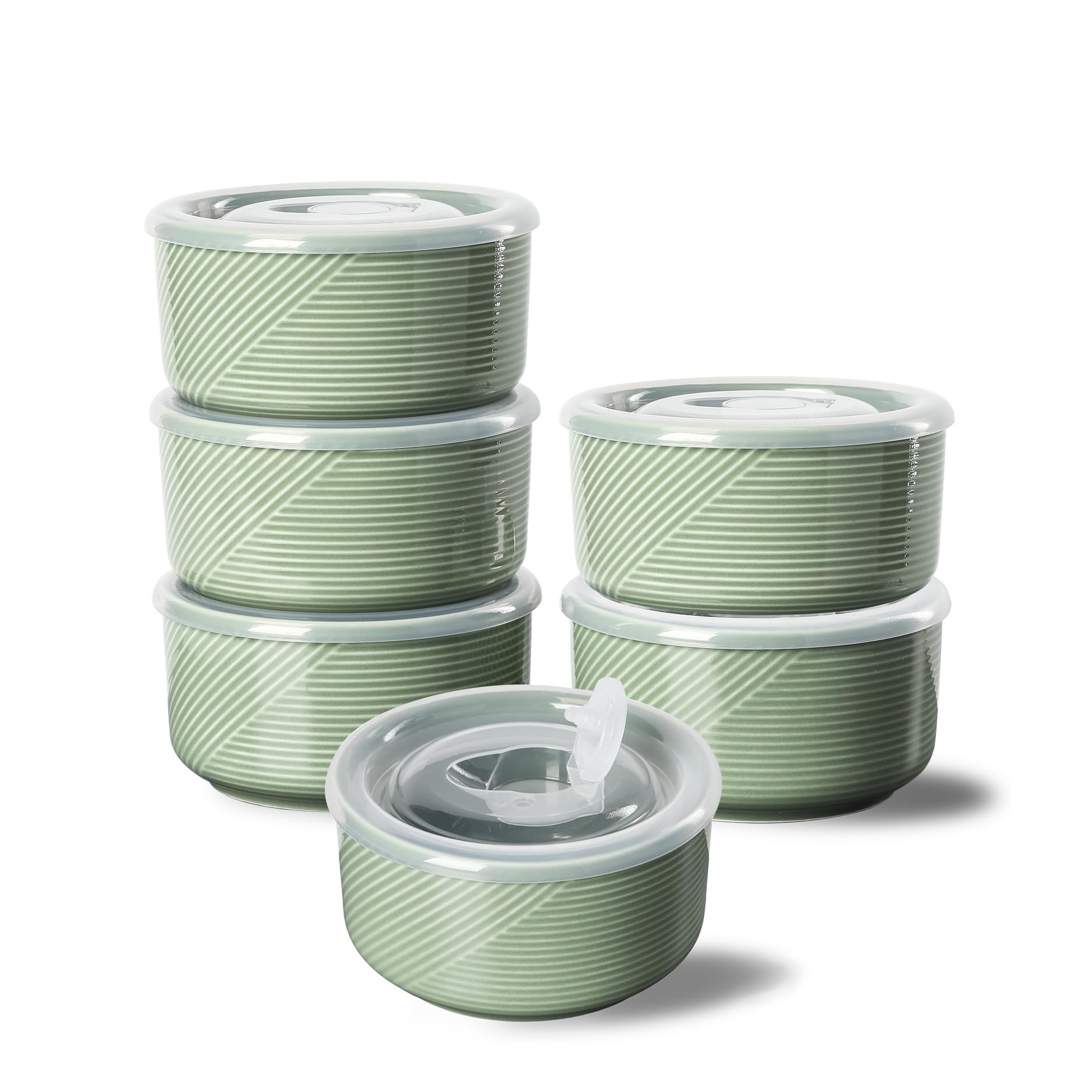 Adewnest Ceramic Bowls with Lids: 20 oz Microwave Safe Food Storage Containers for Soup, Salad, Cereal, Leftovers, Meal Prep, Lu