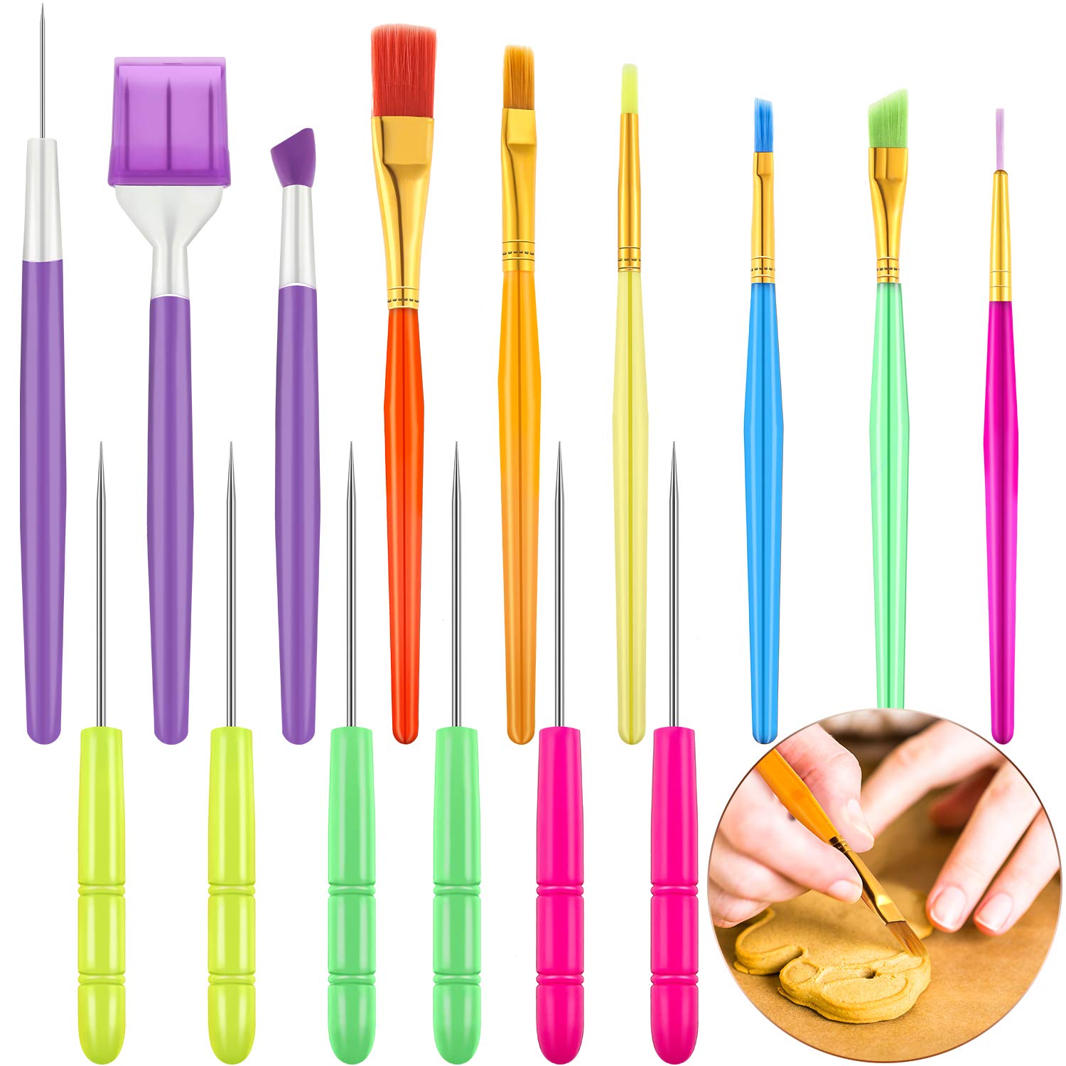 15 Pieces Cake Decorating Tool Set Cookie Decoration Brushes Cookie Scriber Needles Sugar Stir Needle For Cookie Cake Fondant De