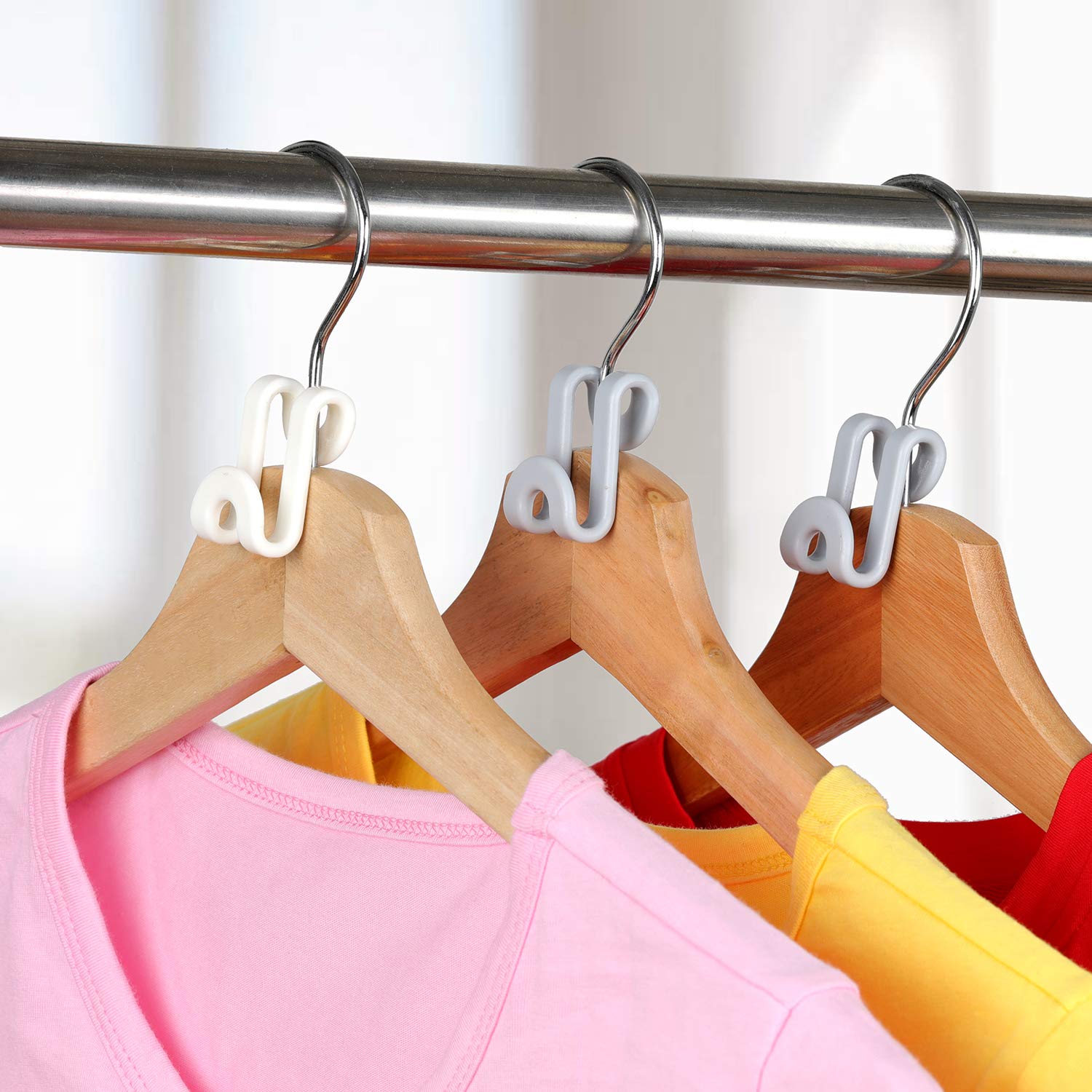 Mlici Connector Hooks Hanger Extenders for Velvet Hangers Coat Clothes Garment  Mini Cascading Velvet Hangers with Hooks  Heavy Duty Huggable Hangers Space Saving(Grey)