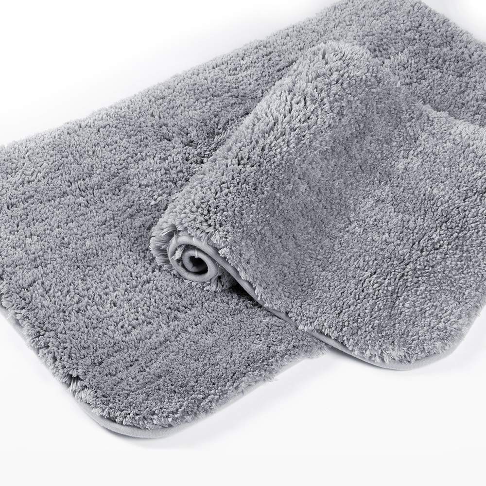 Walensee Shaggy 2 Piece Bath Rug Set, (20 X 32, 2 Pack Set, Grey) Bathroom Rug Set Bath Mats For Bathroom Machine Wash/Dry Absor