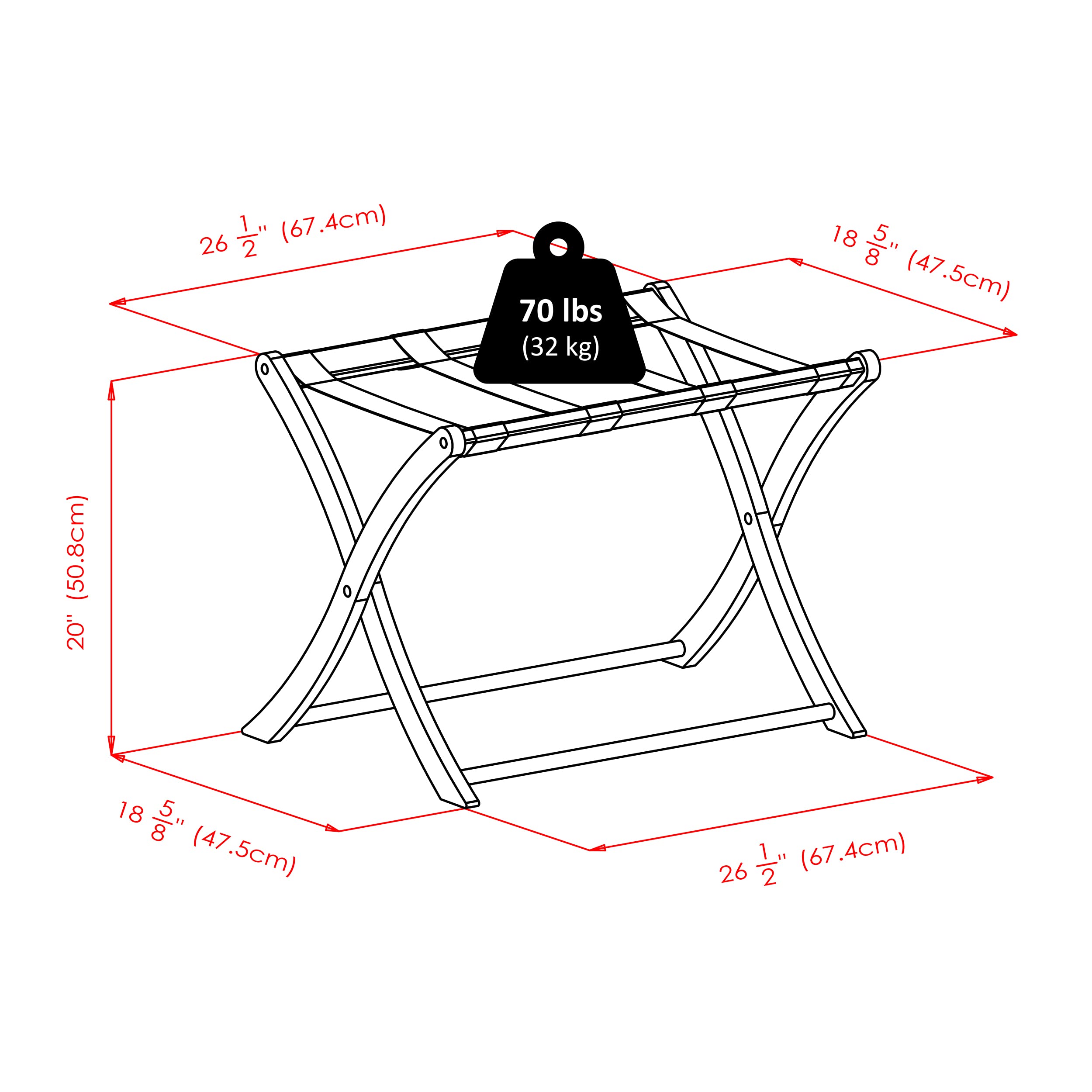 Winsome Wood Scarlett Luggage Rack, Espresso
