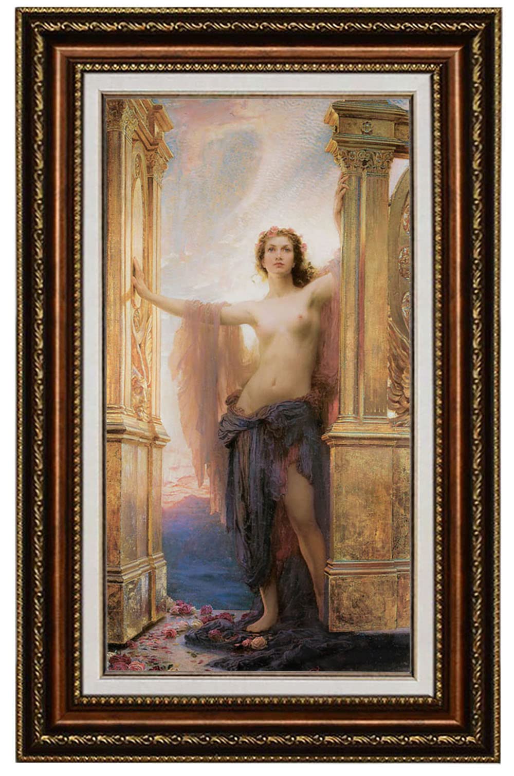 ELITEART-The Gates of Dawn by Herbert James Drape Oil Painting Reproduction Giclee Wall Art Canvas Prints-Framed Size:36x22