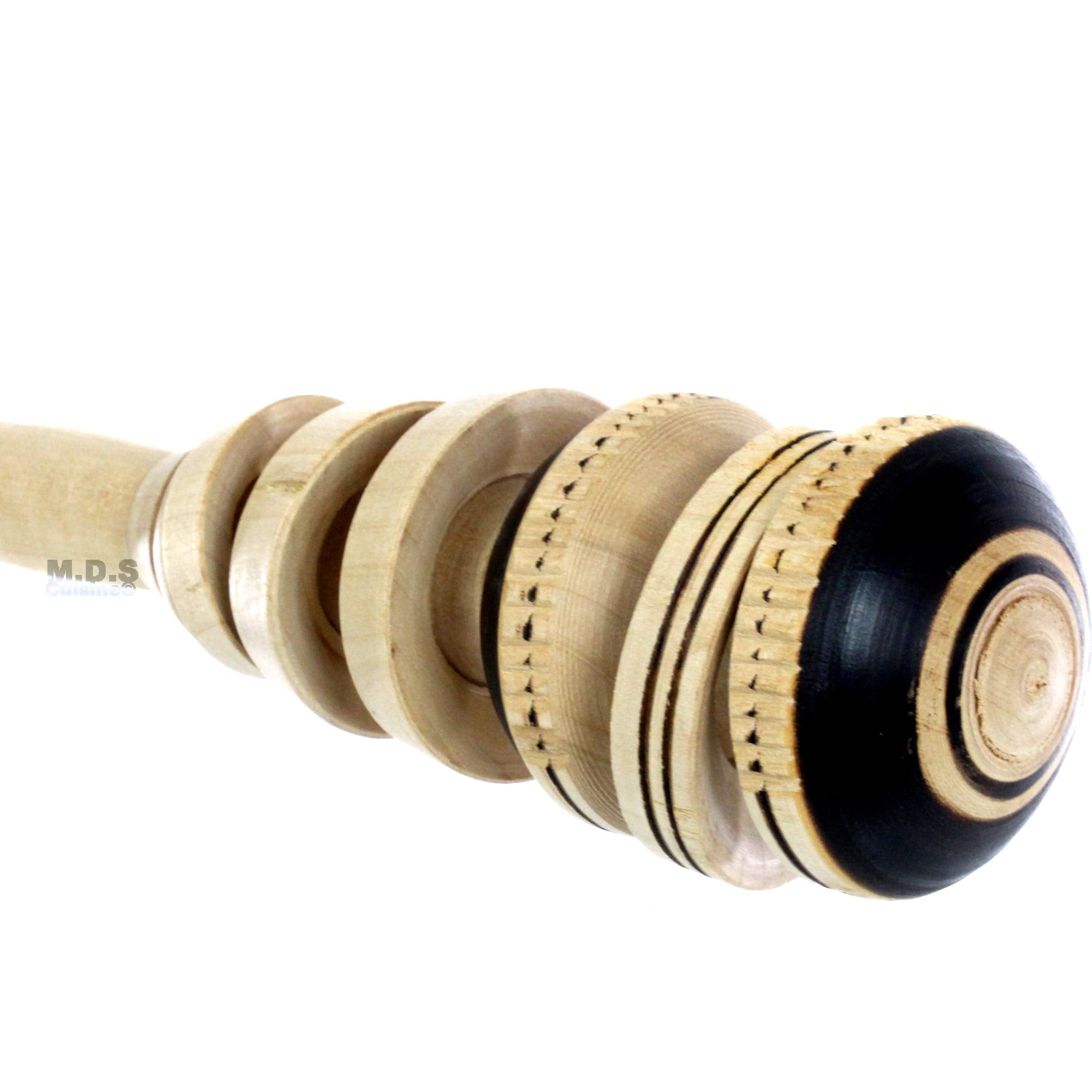 Ematik Handcrafted Wooden Molinillo Utensil - Beige Traditional Whisk for Hot Chocolate and Champurrado