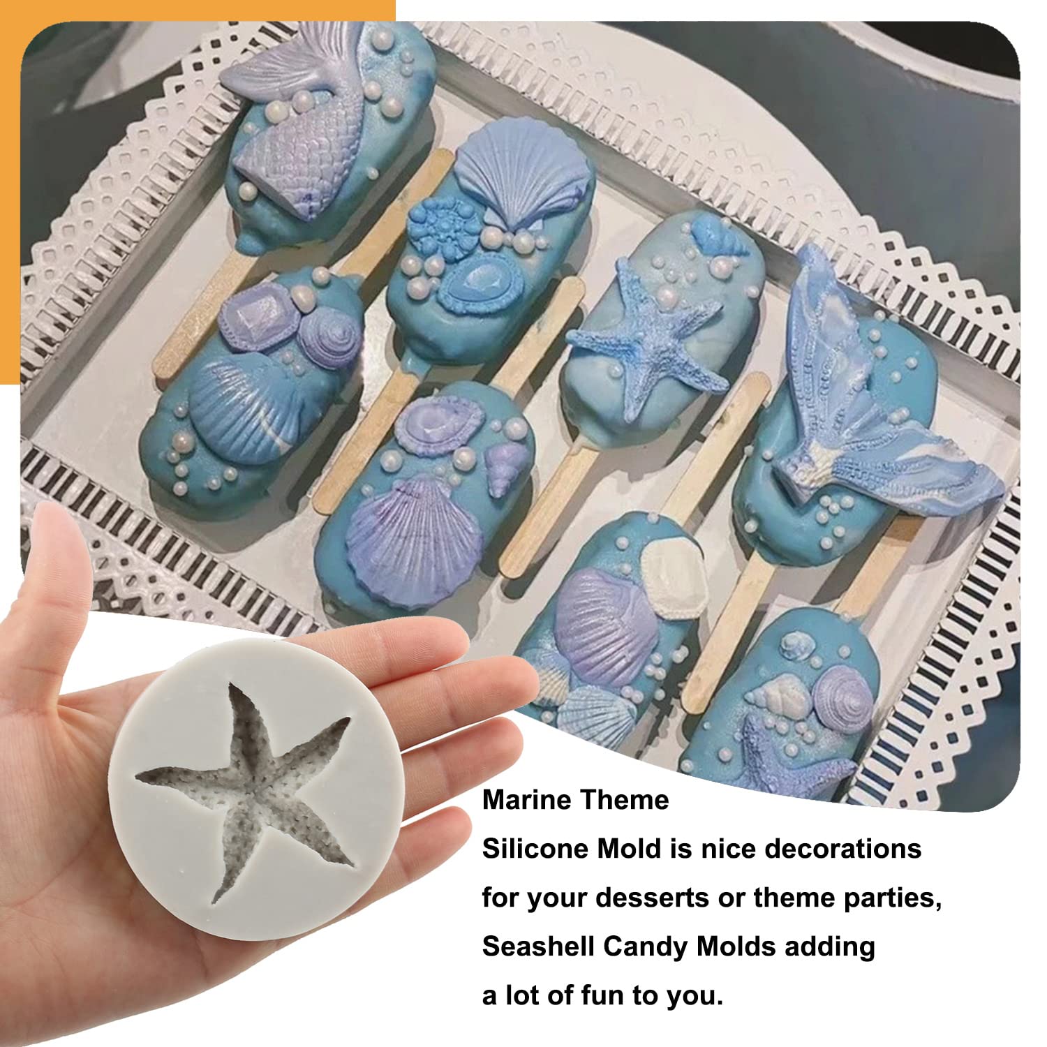 Sijiangmold Sea Turtle Silicone Molds Seashell Starfish Conch Fondant Molds Tortoise Chocolate Candy Mold For Cake Decorating Cu