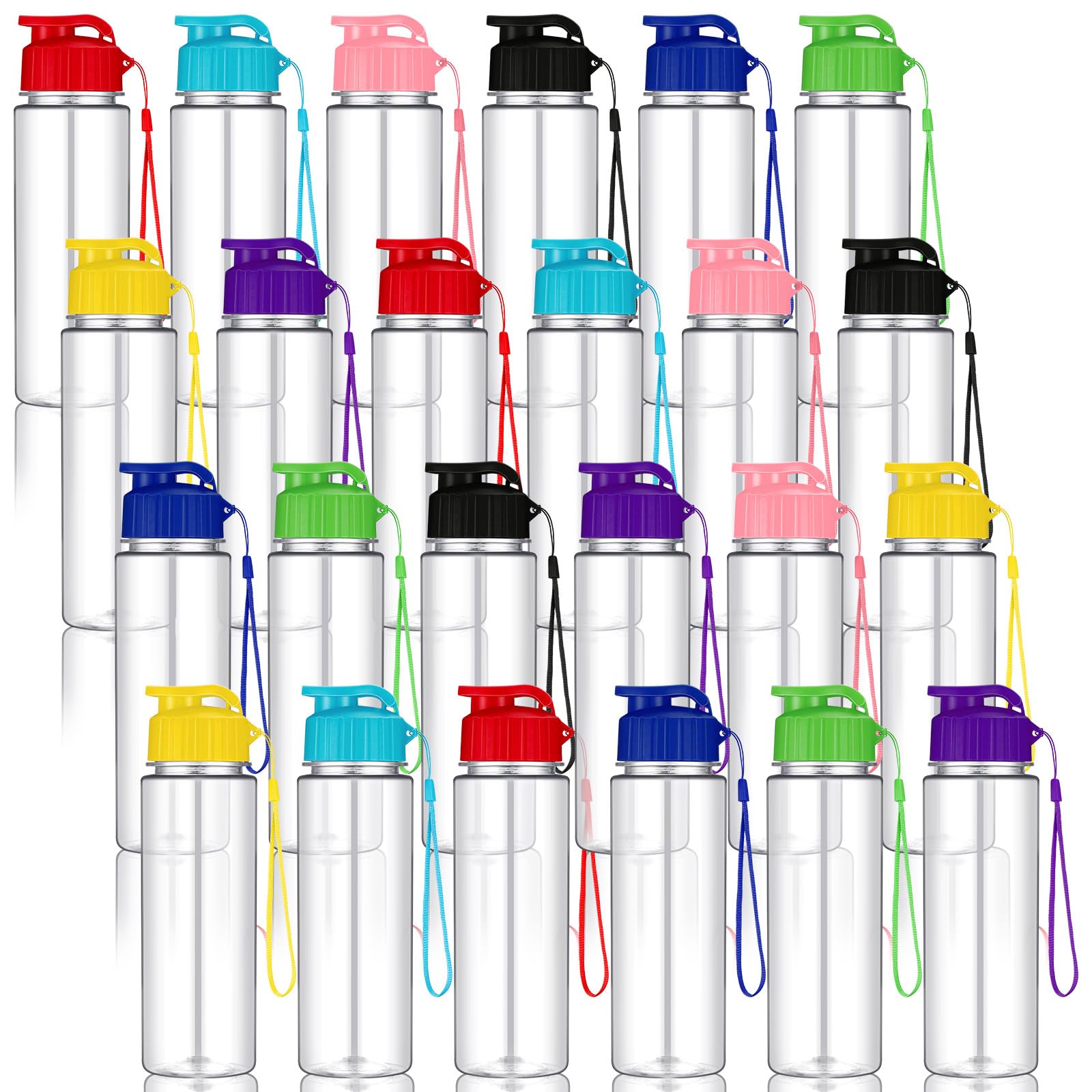 Ziliny 24 Pcs 17 oz Plastic Water Bottle Bulk, Vibrant Color, Classic Style