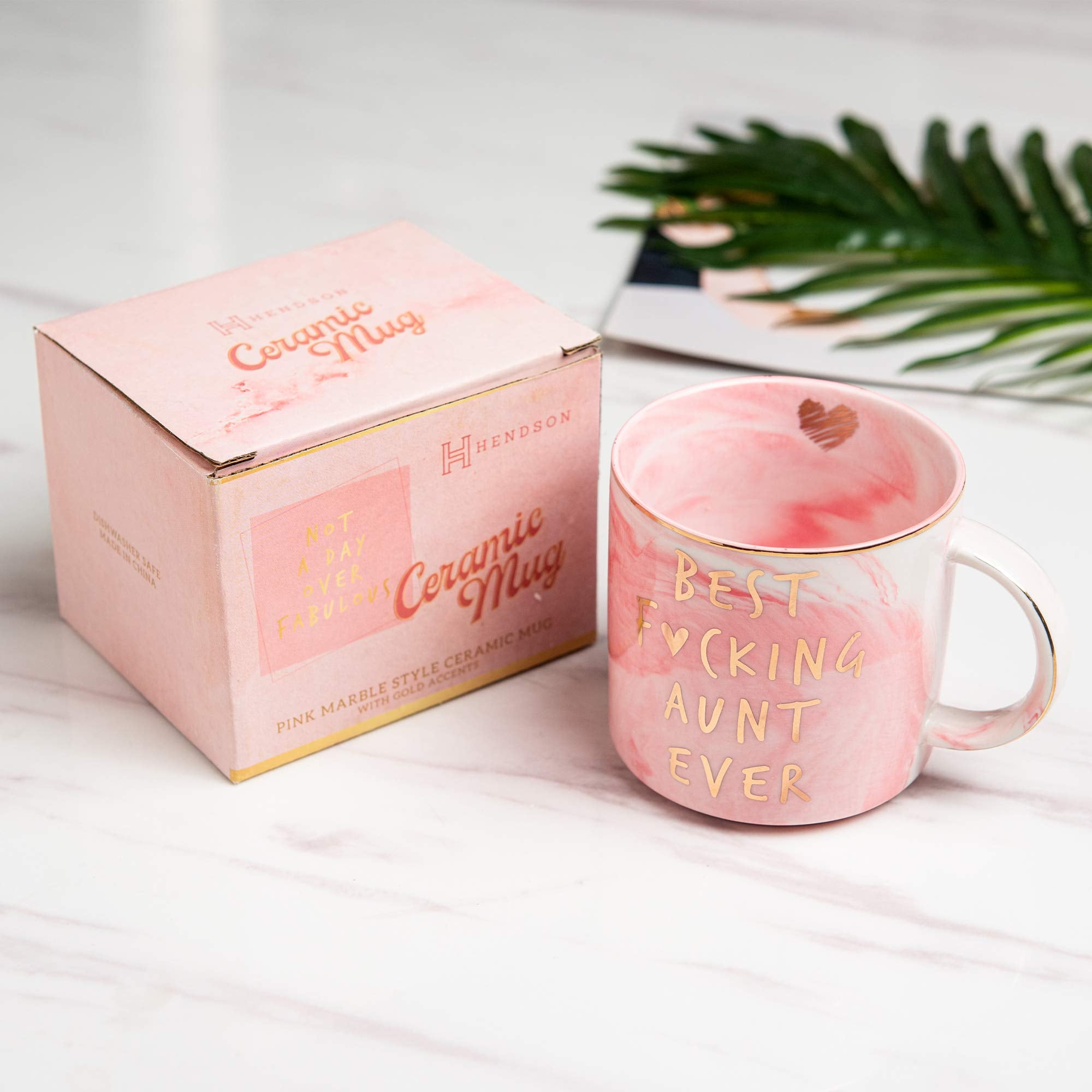 Hendson Aunt Gifts from Niece  Nephew - Best Aunt Ever - Funny Gift for Aunts - BAE Best Aunt Ever Gifts for Birthday - Great Auntie Gifts - Cute Favorite Aunt Mug  Ceramic 11.5oz Coffee Cup