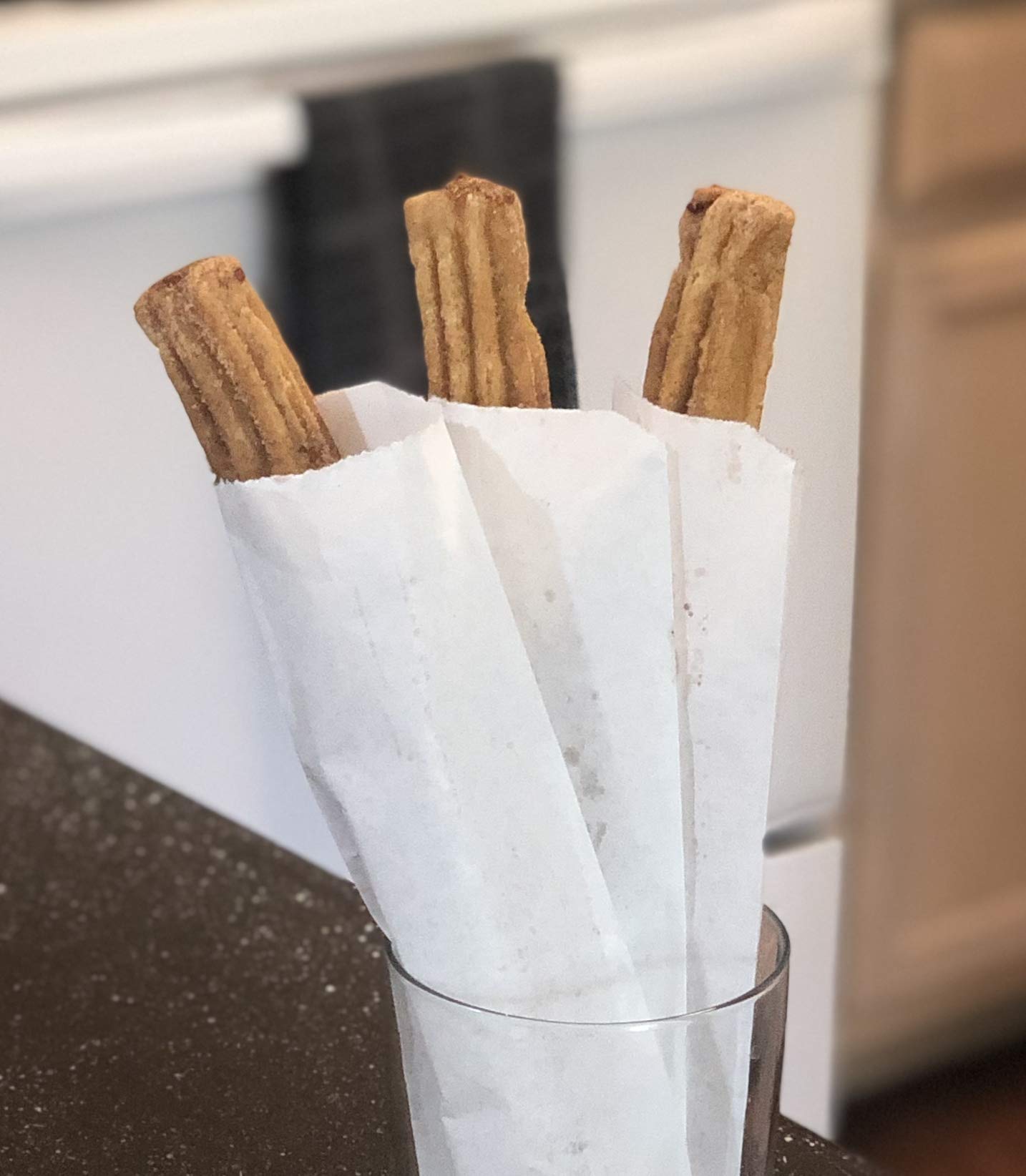 Kraft Churro Bags Plus Stickers For Sealing. 125 Bags For Pretzel Rods, Bakery Treats, Or Silverware. Includes Stickers For Labe