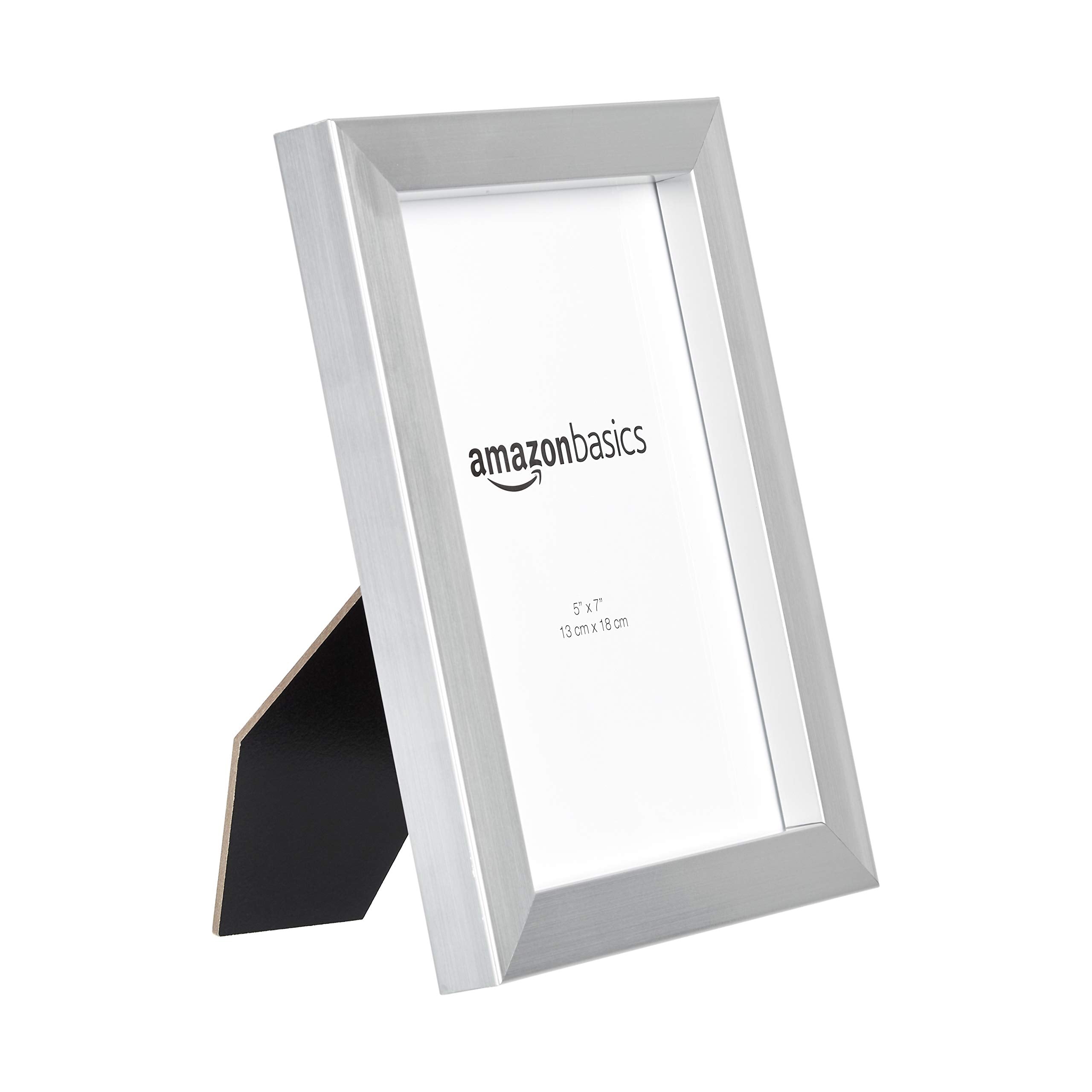 Amazon Basics Rectangular Photo Picture Frame, 5 x 7, Pack of 2, 8.31 x 6.30 inches, Nickel