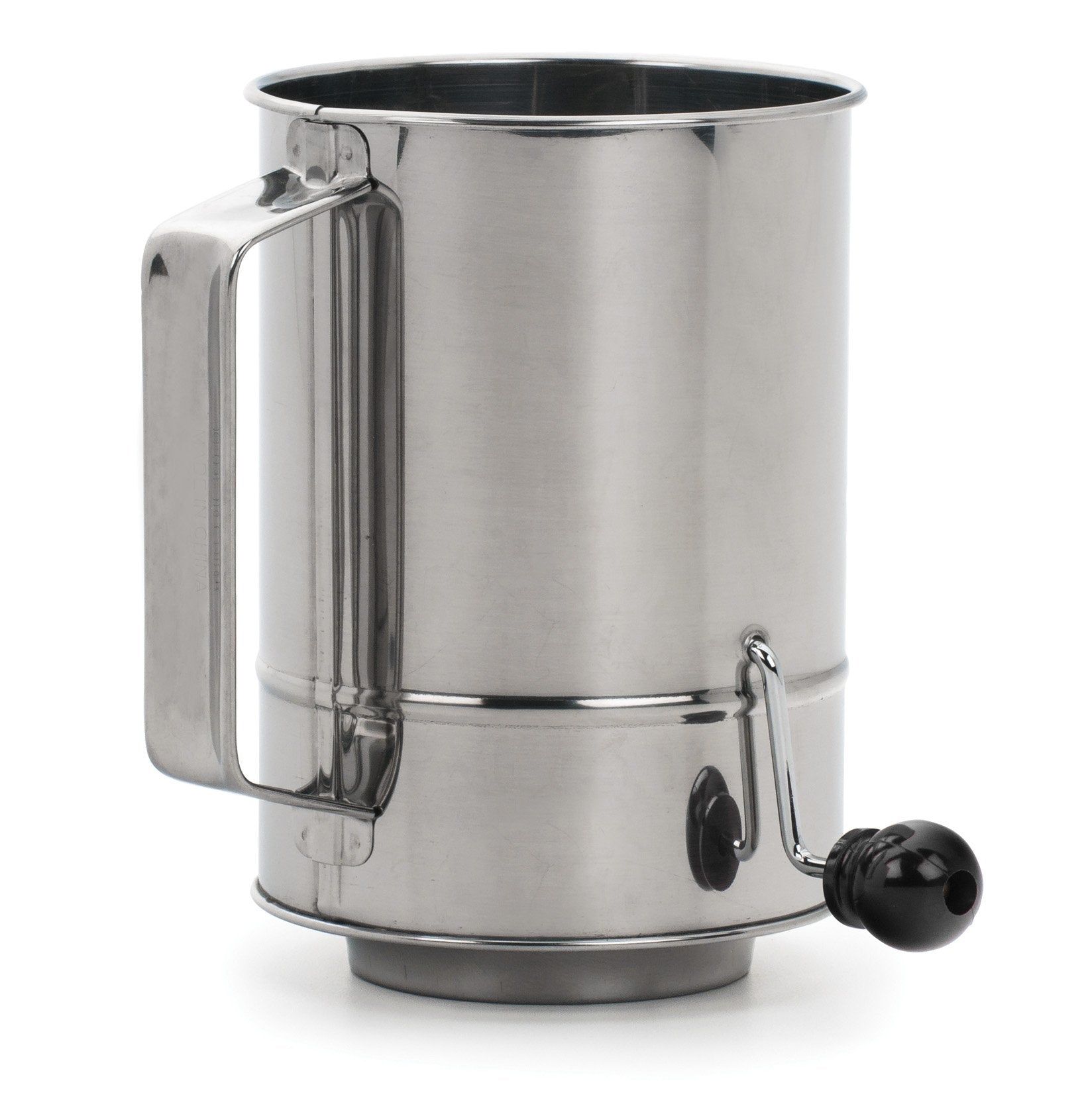 RSVP International Endurance Stainless Steel Crank Style Flour Sifter, 5 Cup | Sift Flour & Dry Ingredients for Baking | Manual 