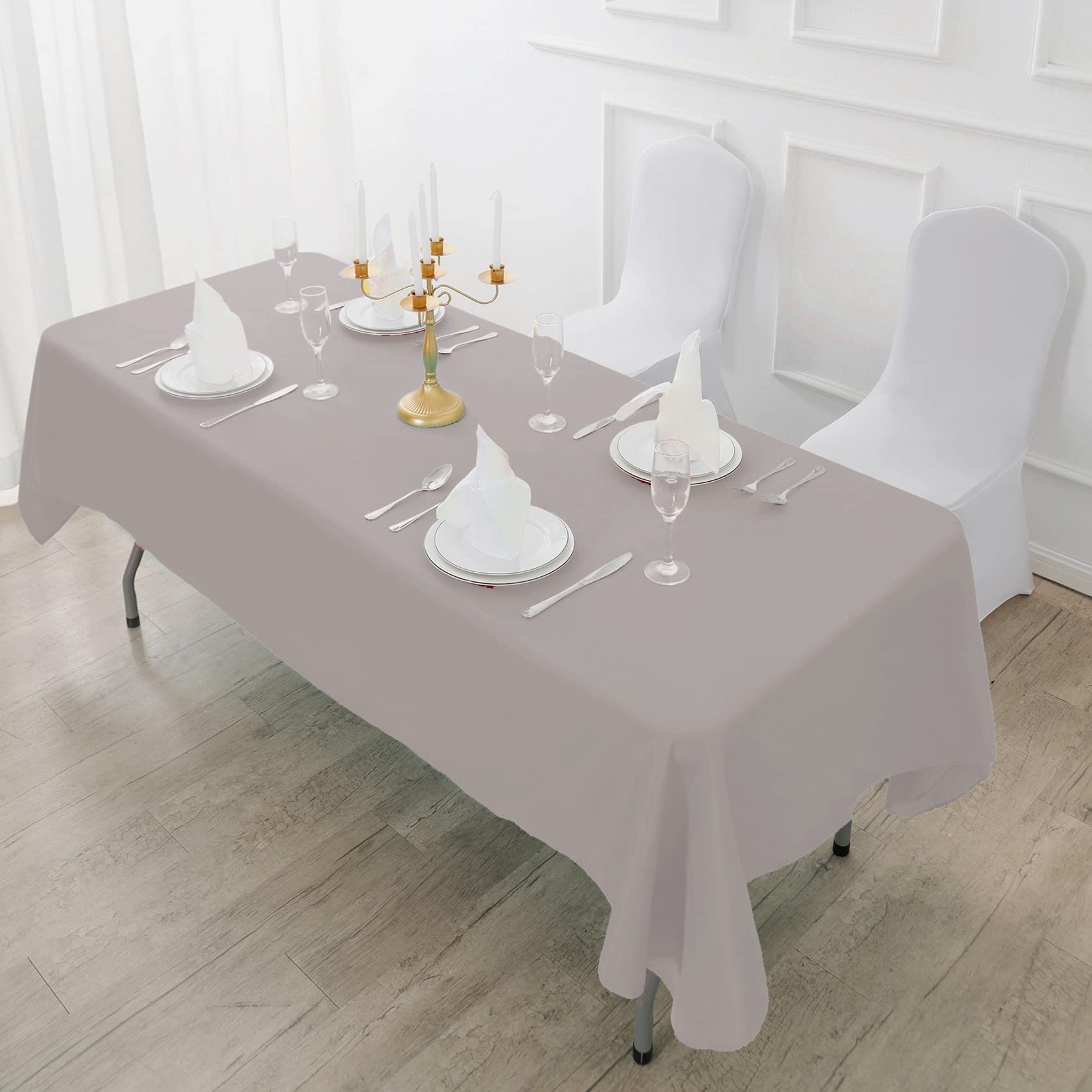 Fokitut 2 Pack Waterproof Rectangle Tablecloth, 90X156 Inch,Stain Resistant And Wrinkle Polyester Table Cloth, Fabric Table Cove