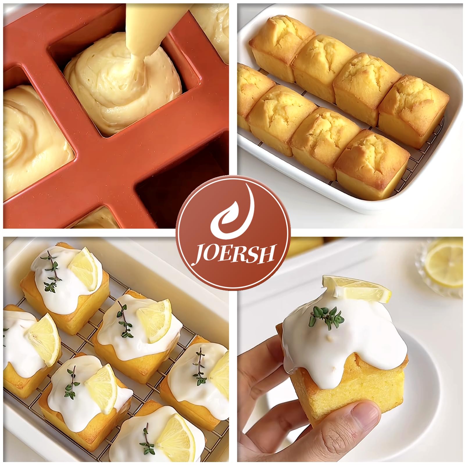 JOERSH Cube Cake Silicone Mold  2'' x 2'' x 2'' 3D Square Mousse Cake Baking Mold  French Dessert Molds for Chocolate Brownie Bites  Pastry  Jello  Ice Cream Cube  8-Cavity