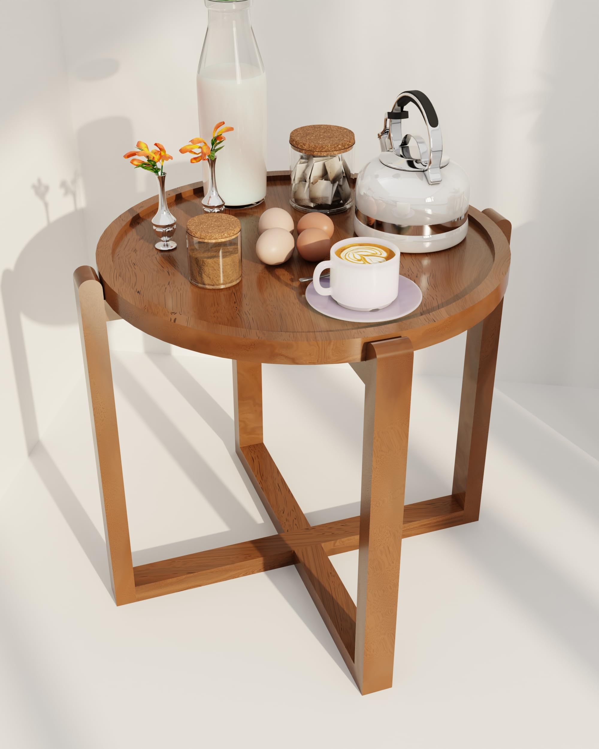 World Mart Foldable Side Table For Living Room & Balcony  Portable Wooden CShaped End Table For Laptop, Coffee, & Snacks  Pre