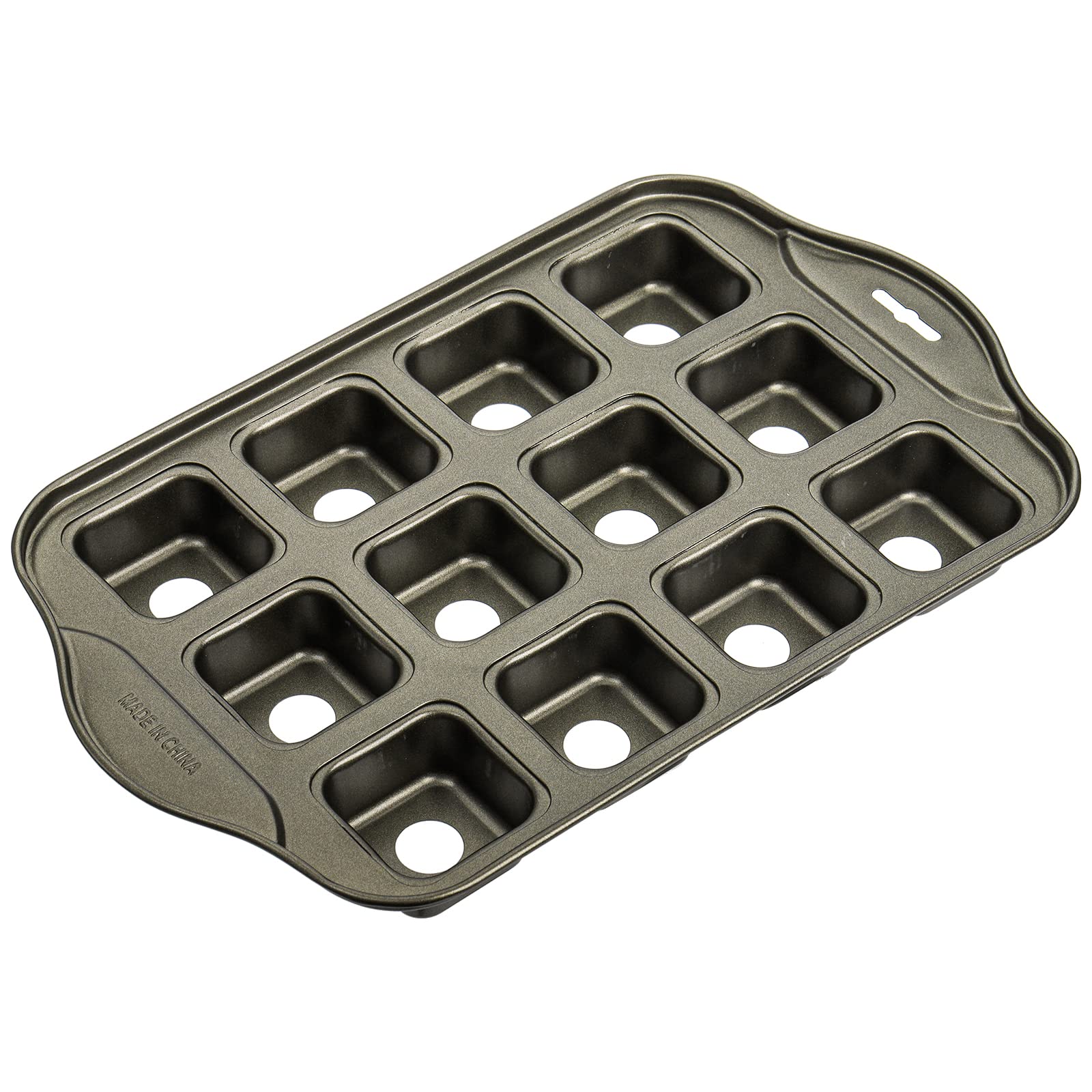 Tosnail 2 Pack 12 Cavity Mini Cheesecake Pan With Removable Bottom, All Edges Brownie Pan, Square Cupcake Muffin Pan, Small Brea