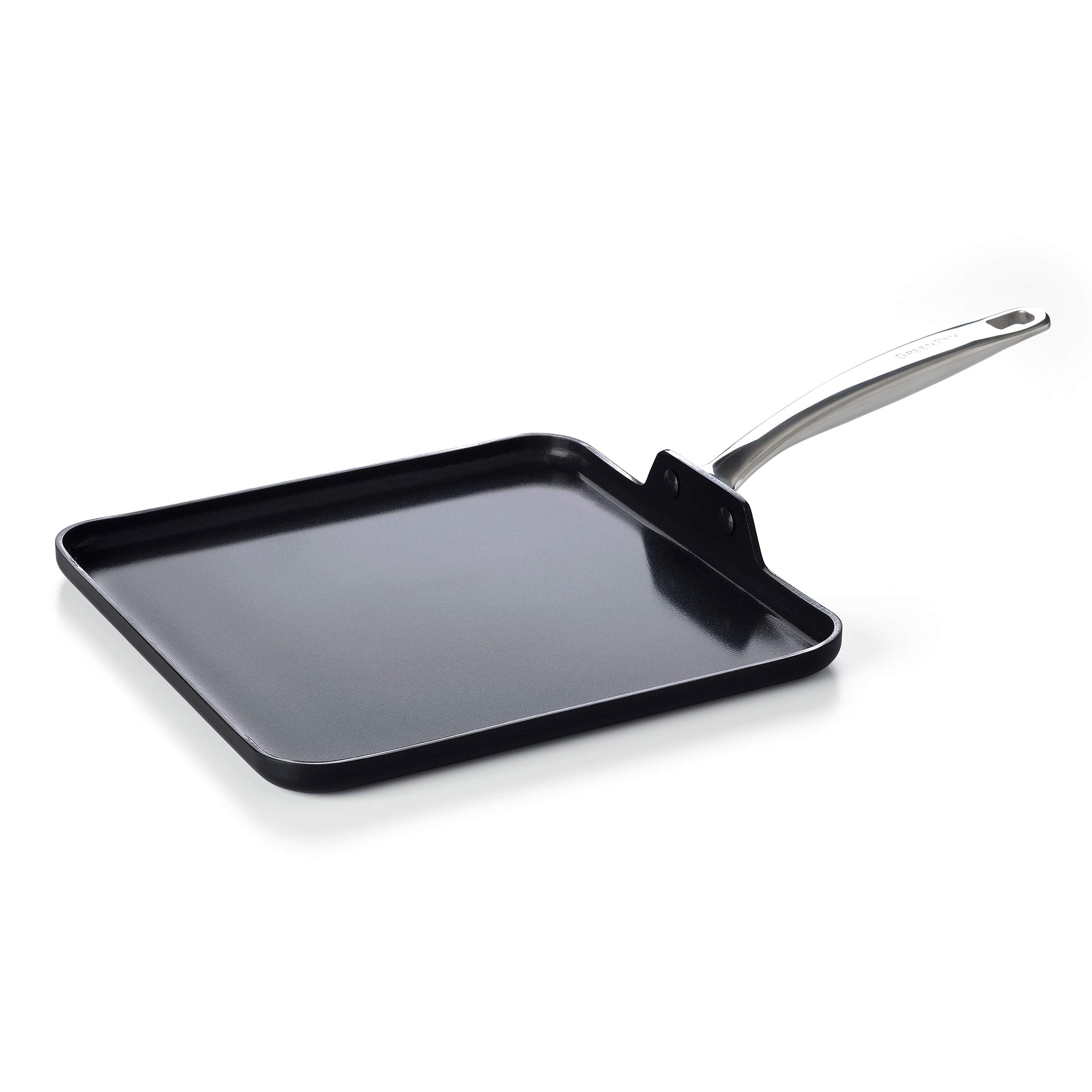 GreenPan Chatham Black Prime Midnight Hard Anodized Healthy Ceramic Nonstick, 11 Griddle Pan, PFAS-Free, Dishwasher Safe, Oven S