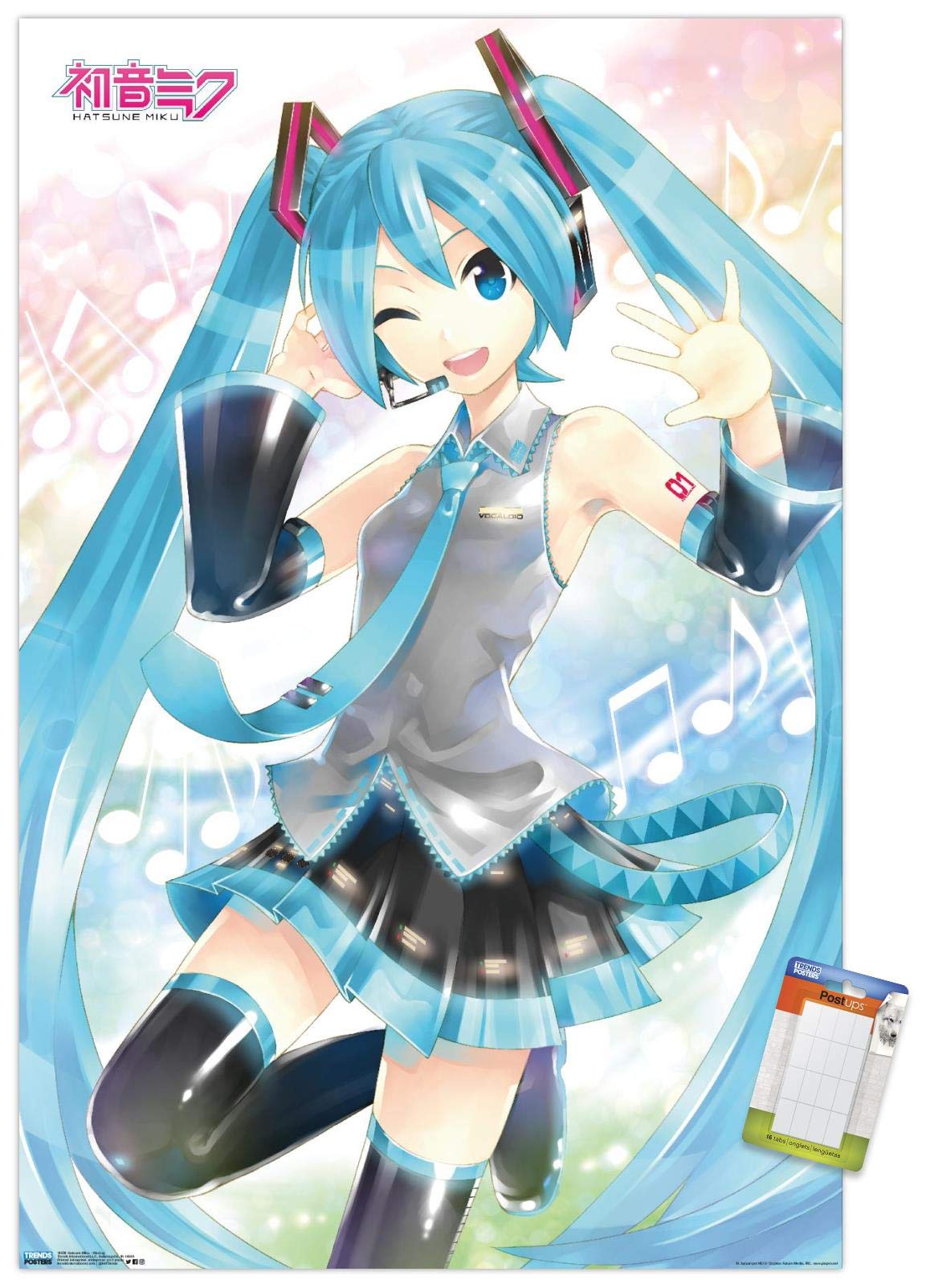 Trends International Hatsune Miku - Waving Wall Poster, 22.375'' X 34'', Poster & Mount Bundle