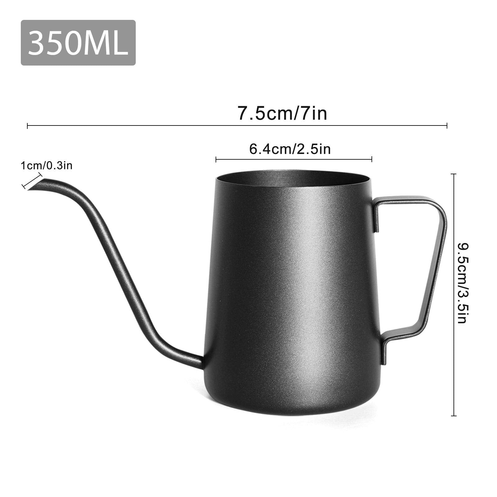 Pour Over Kettle Gooseneck Long Narrow Drip Spout Coffee Tea Pot (12 Oz) - Black, 350Ml
