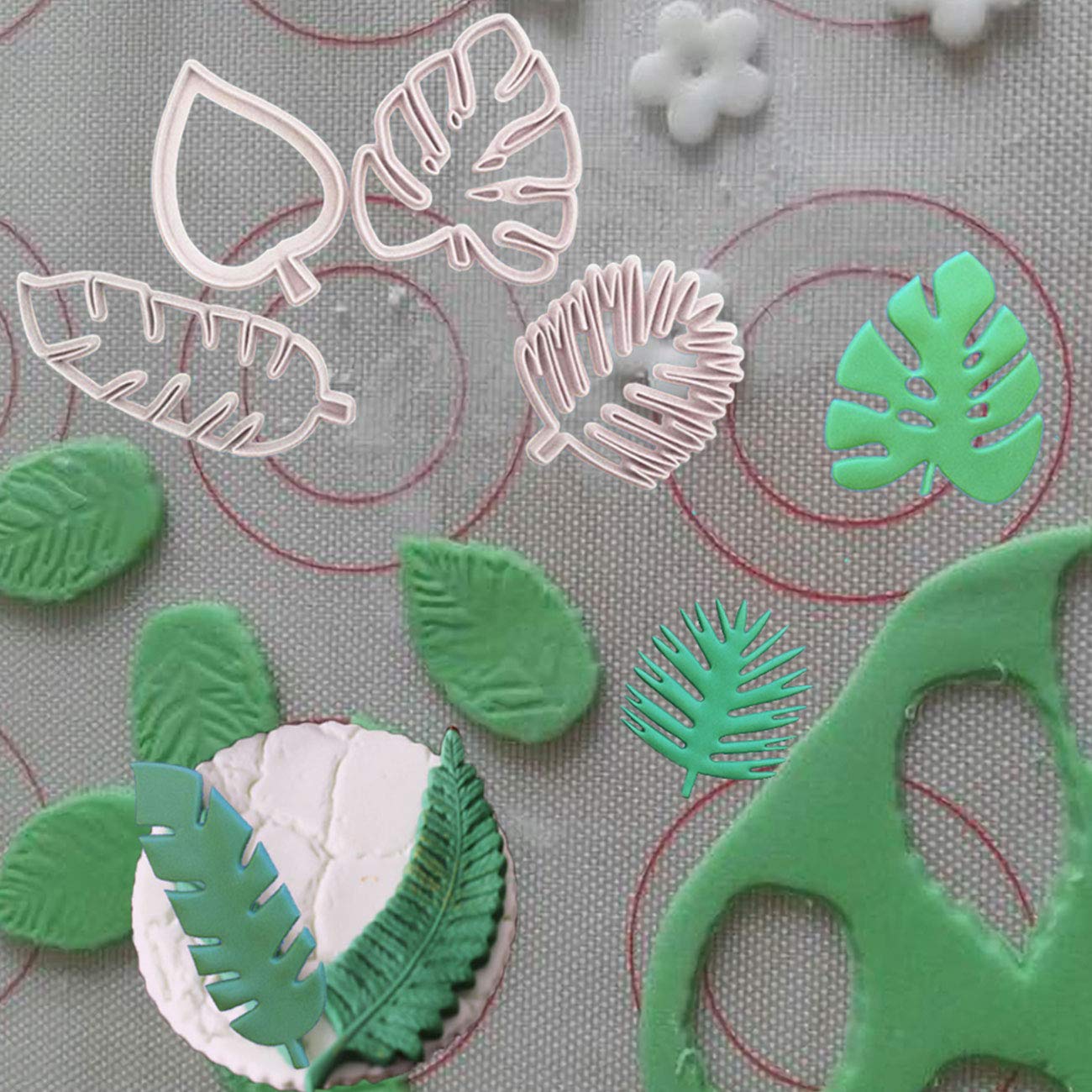 Mity Rain Tropical Leaf Cookie Cutter - Hawaiian Palm Leaves Fondant Cutters Set For Gum Paste, Sugarcraft Candy, Luau Cake Deco