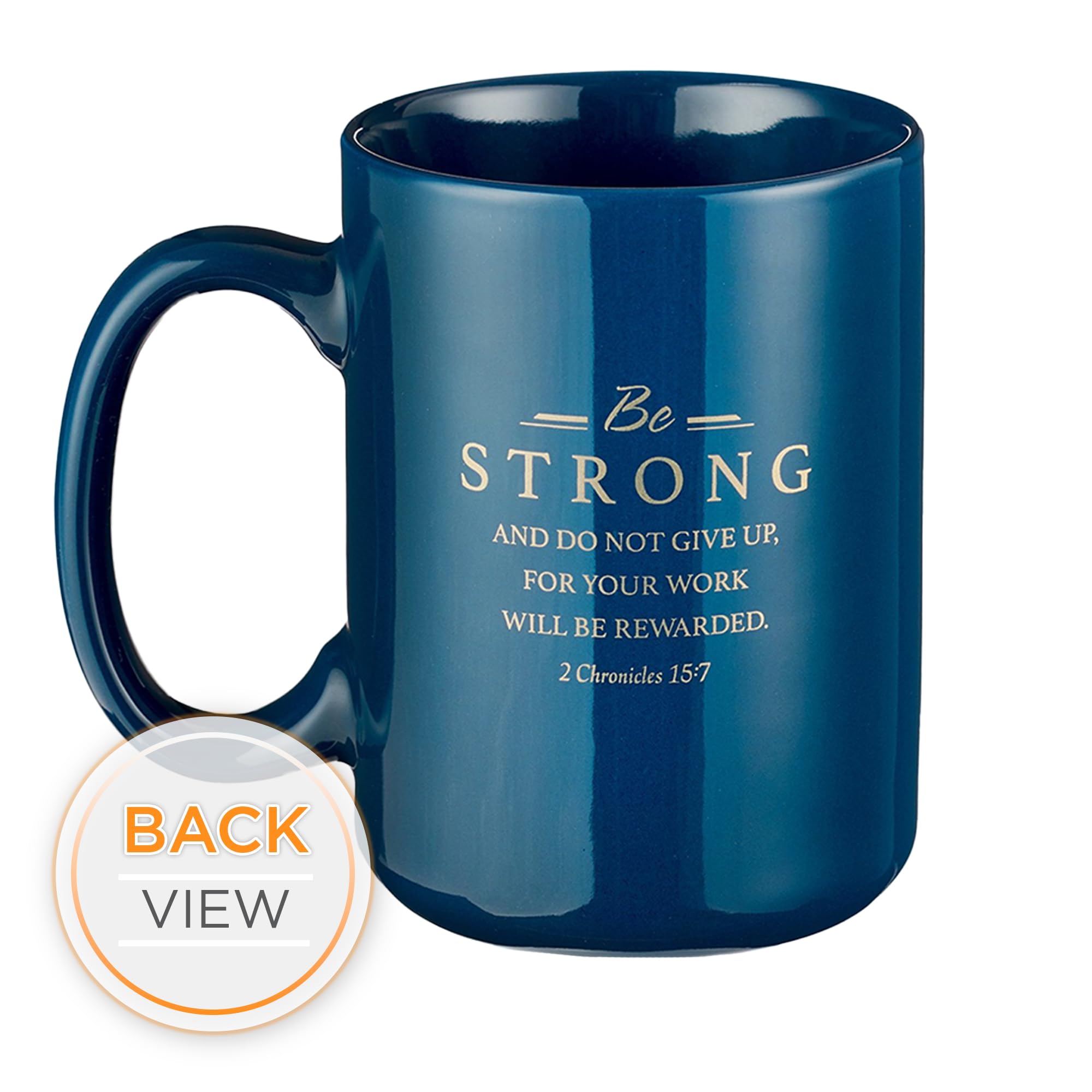 Christian Art Gifts Navy Blue Ceramic Coffee Mug - 14 oz. Lead & Cadmium-free Large Inspirational Scripture Coffee and Tea Mug f