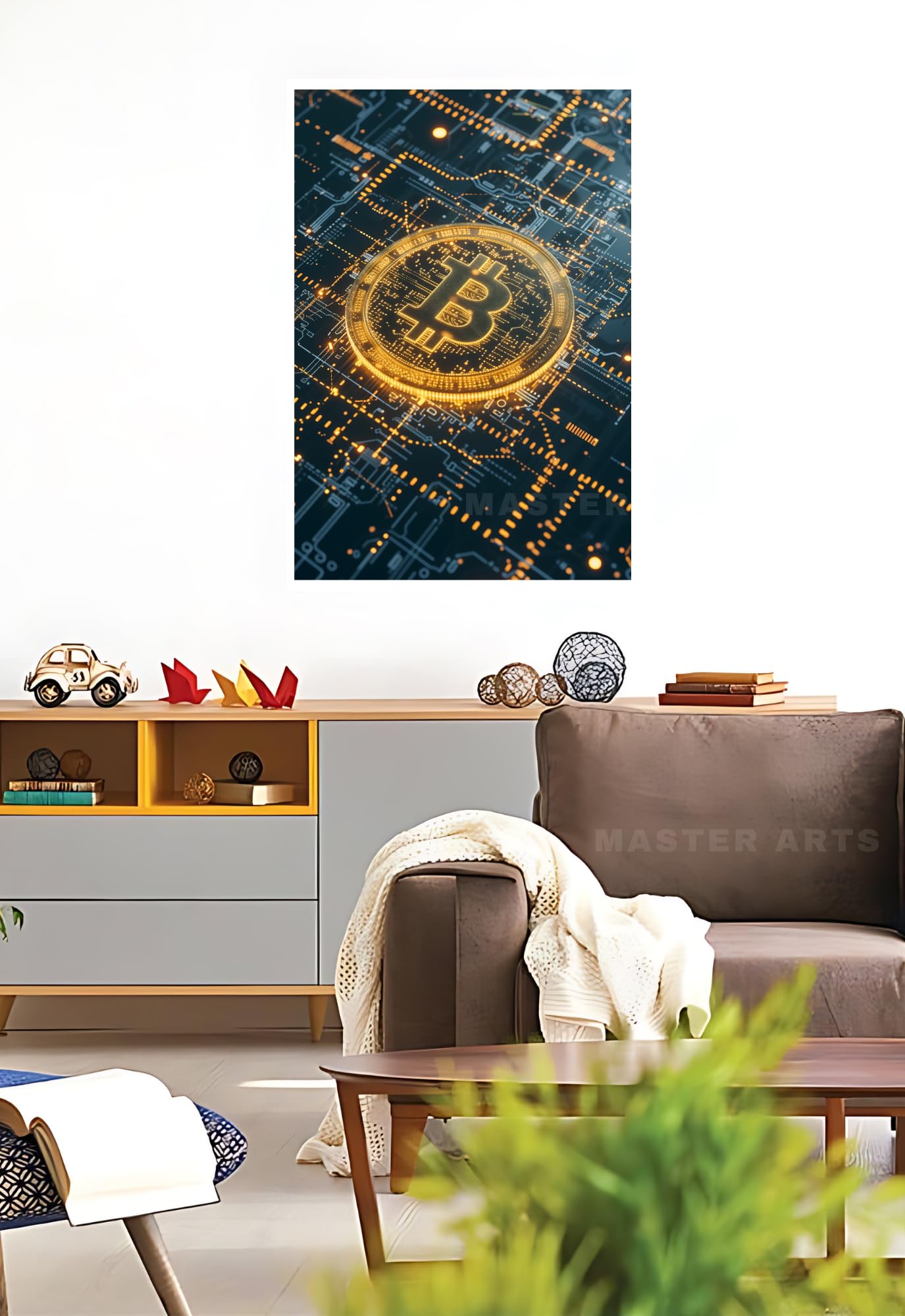 Master Flame Bitcoin Themed Aesthetic Wall Art Poster For Living Room, Home & Wall Decor | Motivational Inspirational Bitcoin Ri