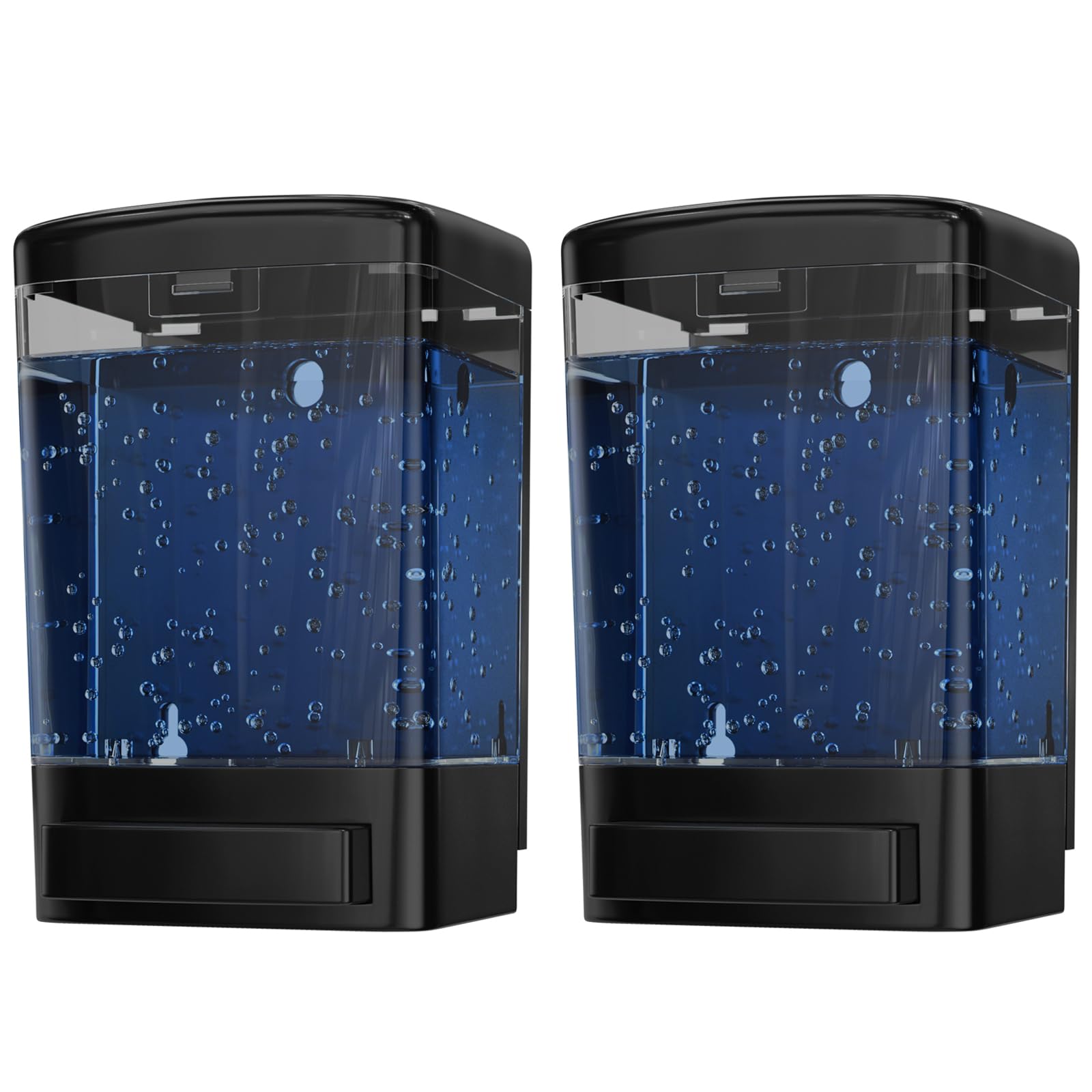 Wall Mount Soap Dispenser For Bathroom (2-Pack Black), Commercial Hand Soap Dispenser 33.8Oz (1000Ml), Manual Wall Mounted Soap