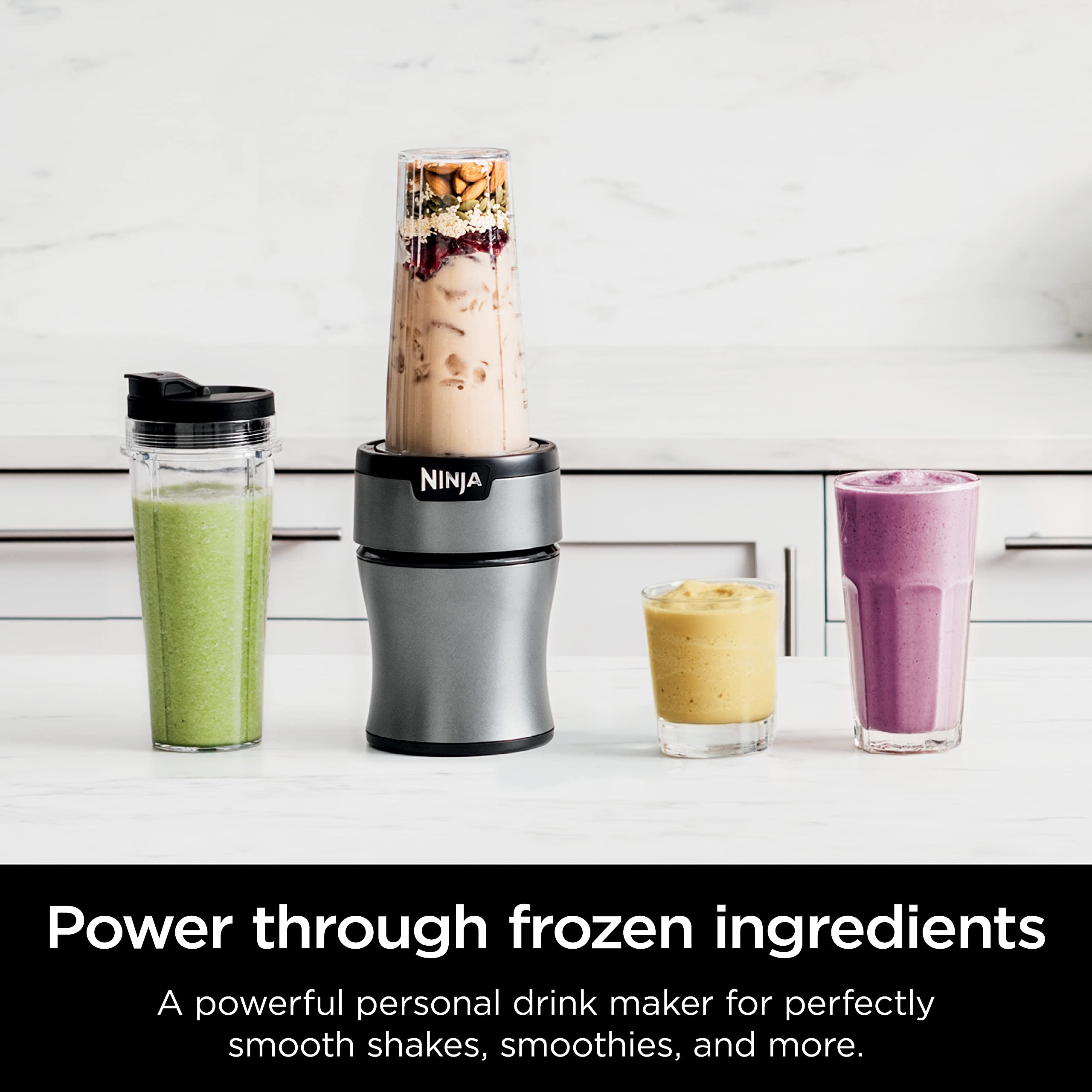 Ninja Bn301 Nutri-Blender Plus Compact Personal Blender, 900-Peak-Watt Motor, Frozen Drinks, Smoothies, Sauces & More, (3) 20 Oz