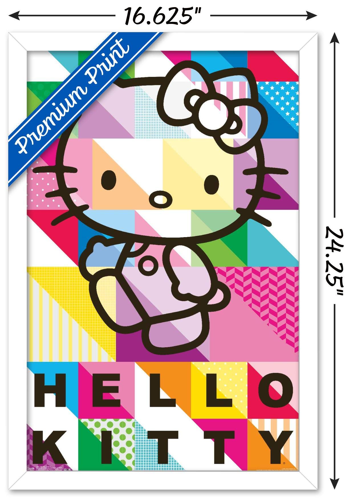 Trends International Hello Kitty - Patterns Wall Poster, 14.725'' X 22.375'', White Framed Version