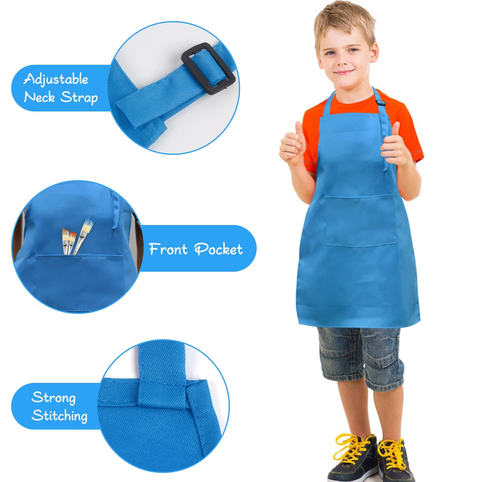 Sinland Kids Apron With Pocket 2 Pack Children Chef Apron For Cooking Baking Painting (M:6-12 Years)