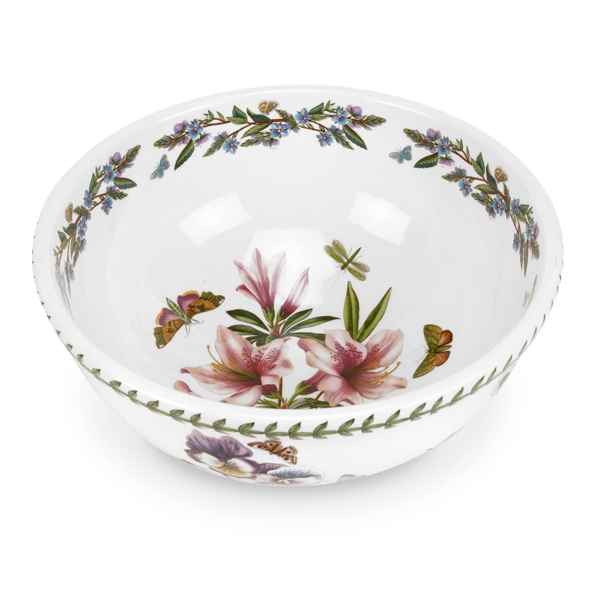 Portmeirion Botanic Garden 11'' Salad Bowl | Azalea Motif | Fine Earthenware | Chip Resistant Glaze | Dishwasher, Microwave, Fre