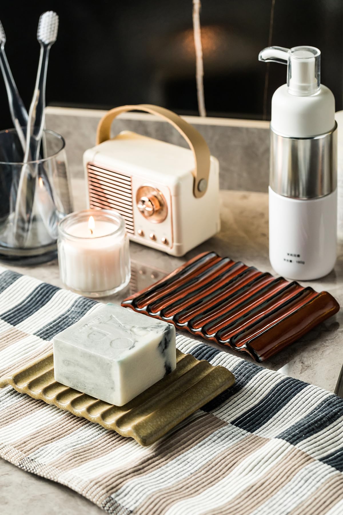Soap Holder For Countertop With Self Drain, Ceramic Bar Soap Dish For Sink, Japanese Soap Saver For Shower, With Self Drain, Lif