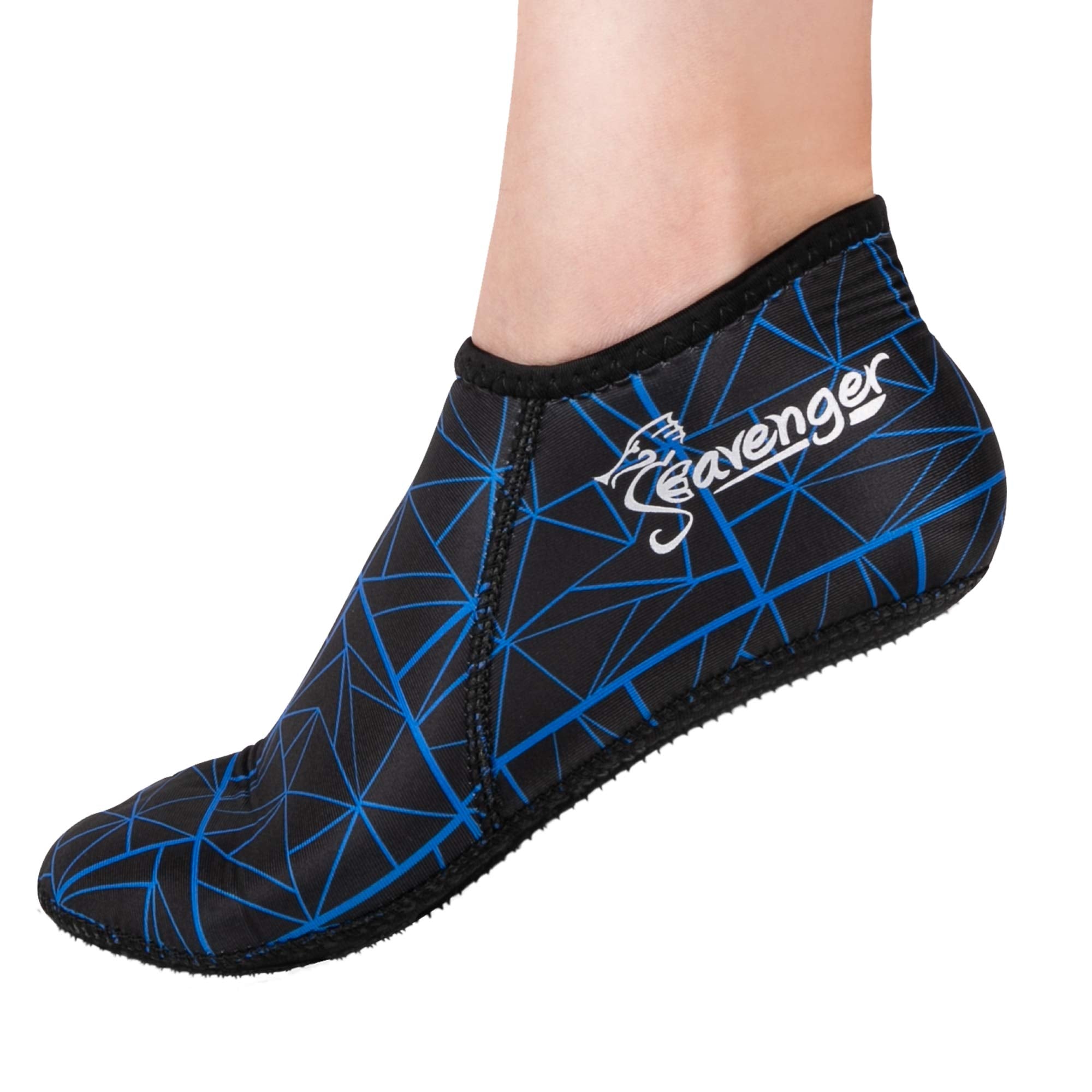 Seavenger Zephyr 3Mm Neoprene Socks  Wetsuit Booties For Scuba Diving, Snorkeling, Swimming (Geometric Blue, X-Small)