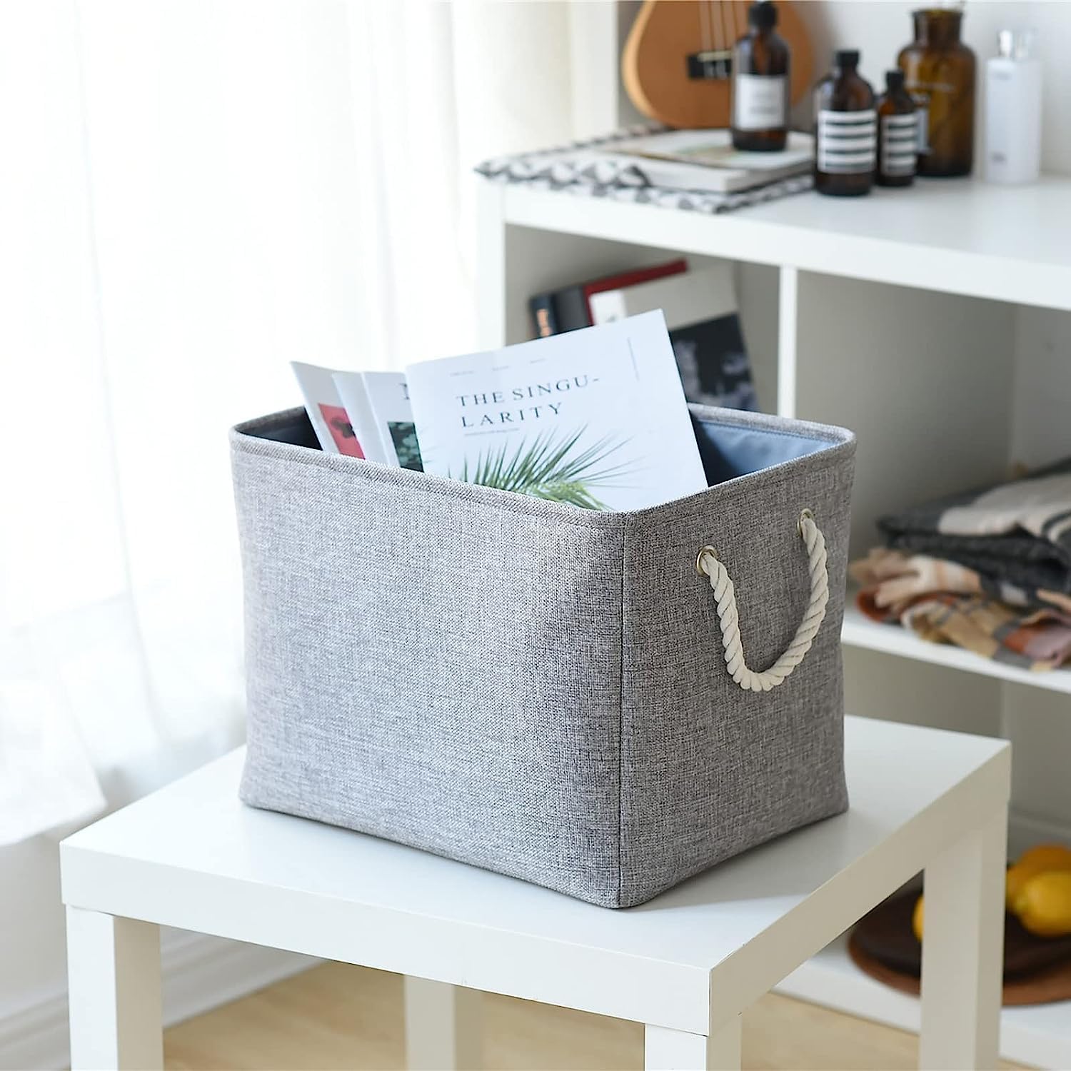 Thewarmhome Storage Basket For Organizing - 16X12X12 Inch 3 Pack Fabric Storage Cubes, Cube Storage Bin For Shelves Closet Organ