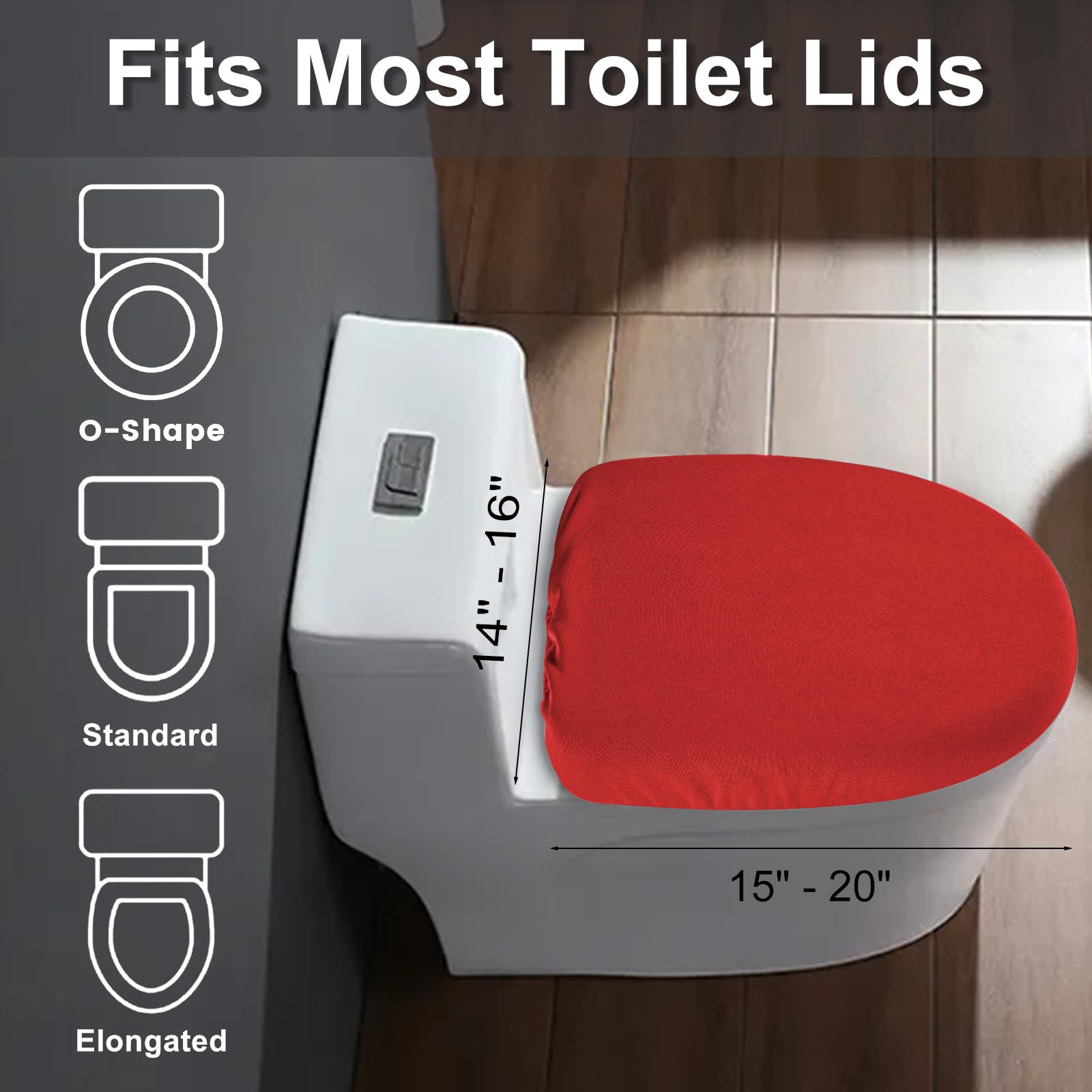 AZHCHKE Stretch Spandex Toilet Lid Cover, Washable, Fits Most Lids, Christmas Red