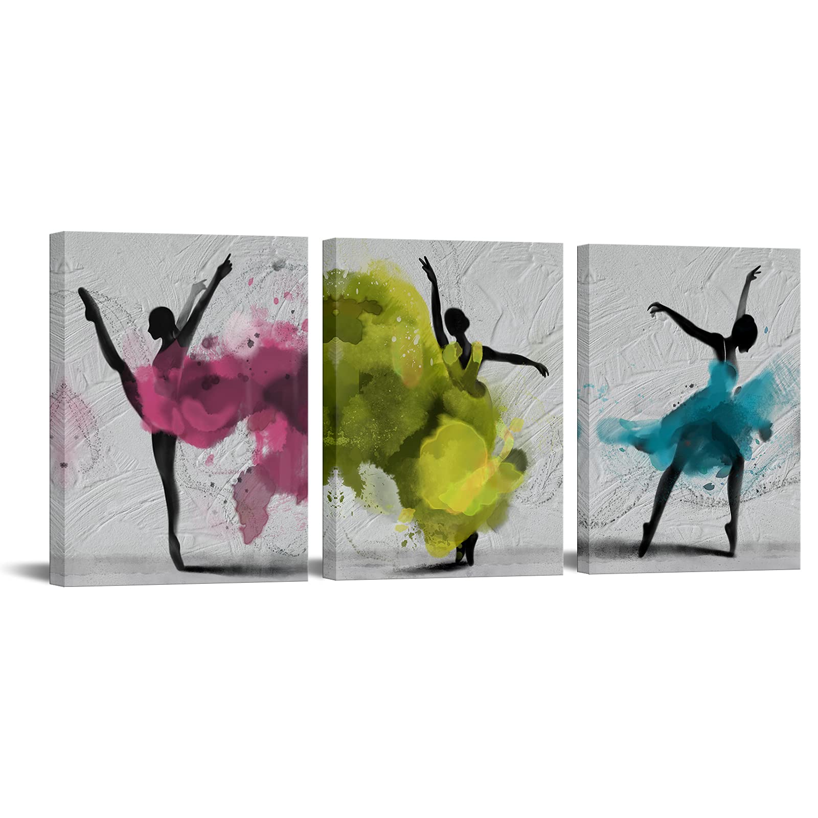 Apicoture Girl Dance Canvas Wall Art - Abstract Ballerina Dancer Watercolor Painting Canvas Prints Artwork For Girl Dancing Room
