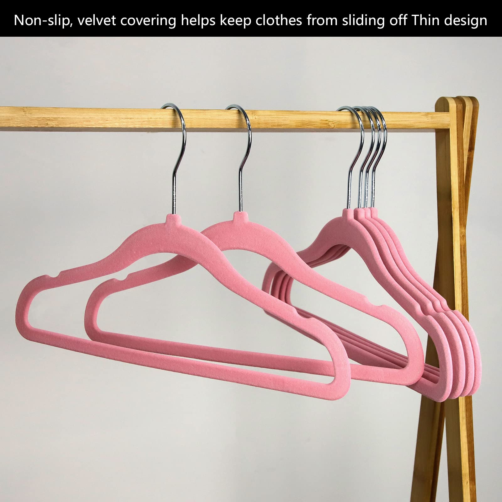 Goodtou Kids Hangers Velvet Baby Hangers Non Slip Pink Toddler Infant Hangers 20 Pack Baby Clothes Hangers For Closet