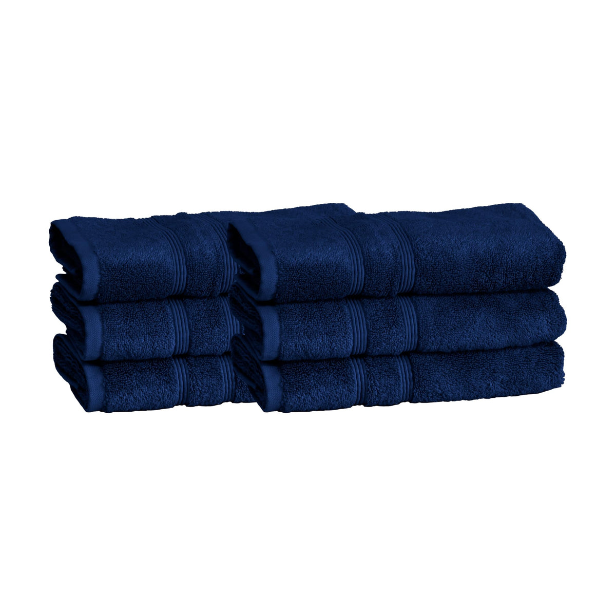 Mosobam Luxury Turkish Set Of 6 Hand Towels 16X30 Navy Blue 700 Gsm Bamboo Viscose & Aegean Turkish Combed Cotton