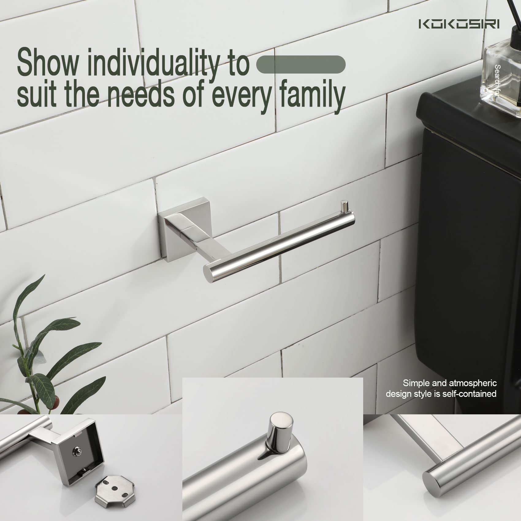 KOKOSIRI Toilet Paper Holder for Bathroom Toilet Roll Holder Hold Mega Rolls Polished Chrome Stainless Steel  2 Pack  B2005CH-P2