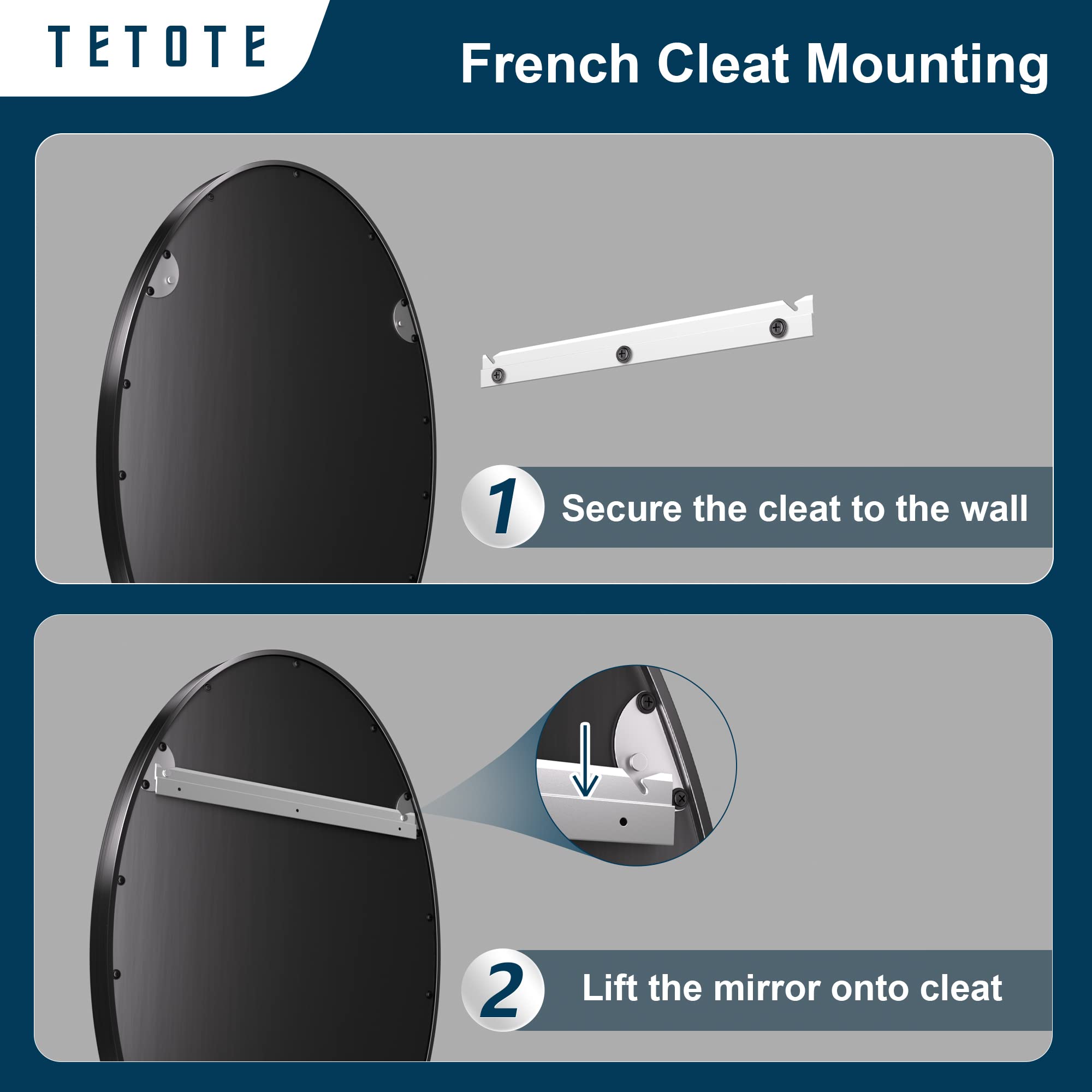 TETOTE Black Oval Mirror for Bathroom  22x30 Matte Black Framed Oval Wall Mirror for Vanity  Modern Decorative Shatterproof Mirrors for Entryway  Living Room  Bedroom