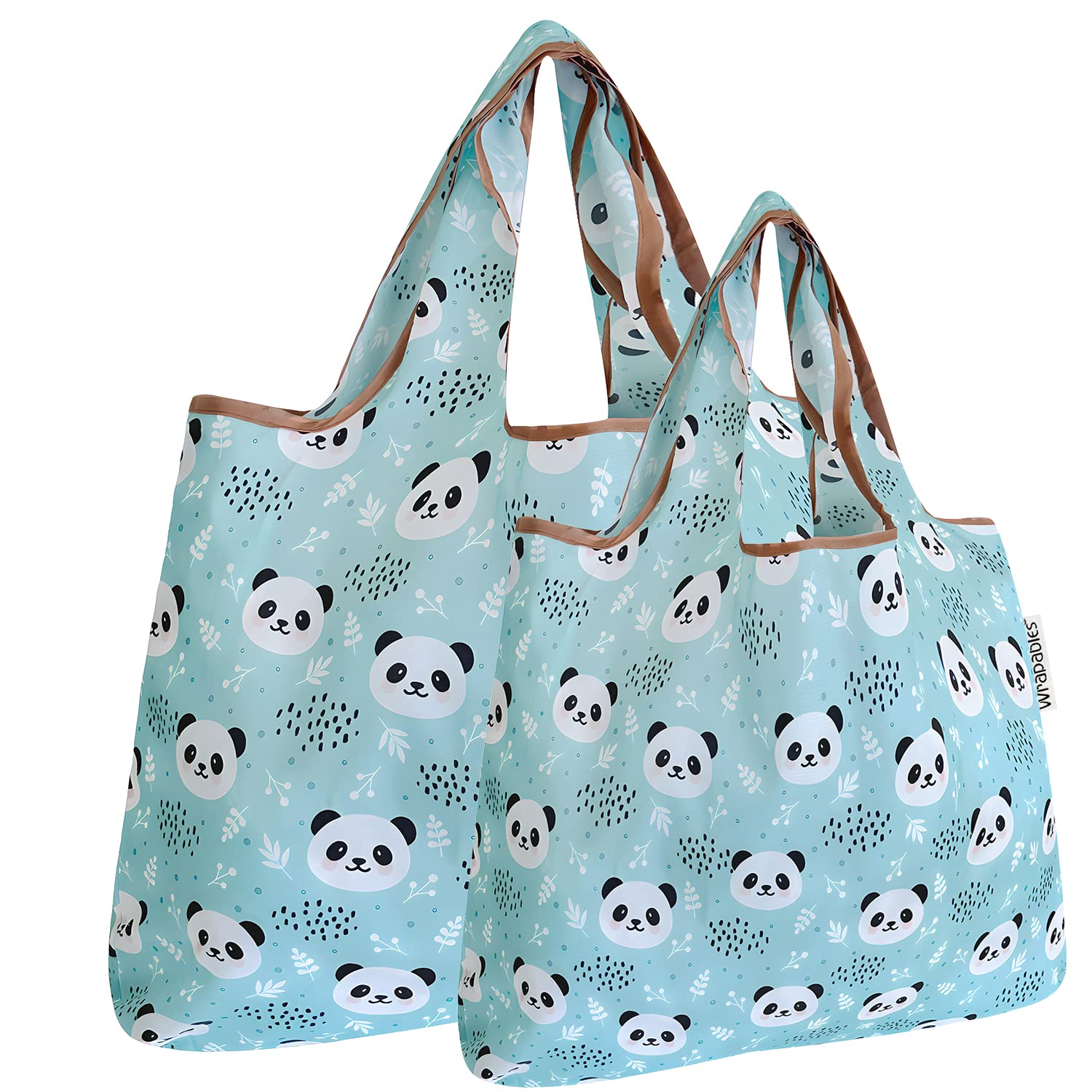 Allydrew Large & Small Foldable Tote Nylon Reusable Grocery Bags, Set Of 2, Panda
