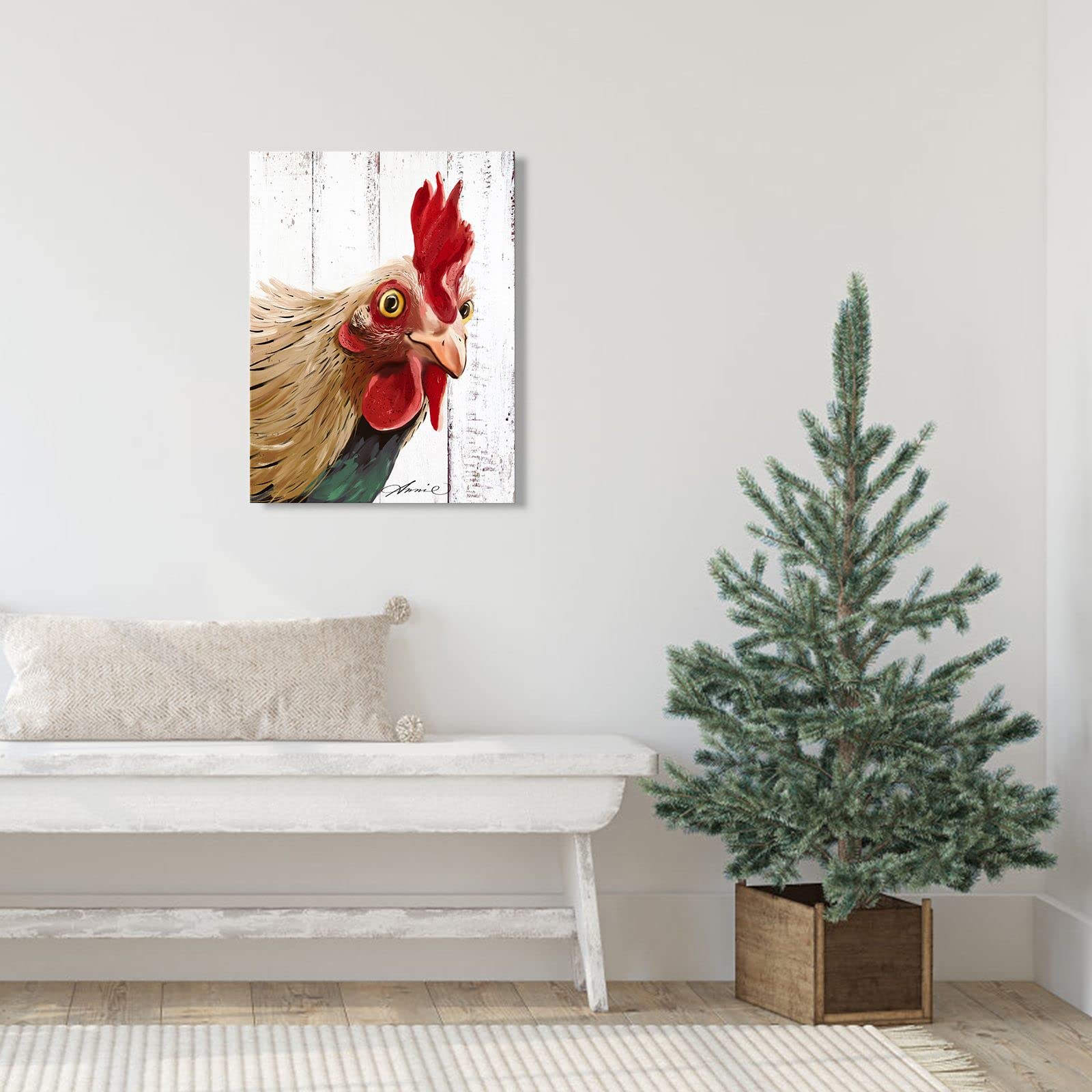 Rooster Kitchen Decor Wall Art - Abstract Farmhouse Chicken Canvas Painting Picture Prints Artwork For Home Kitchen Decor