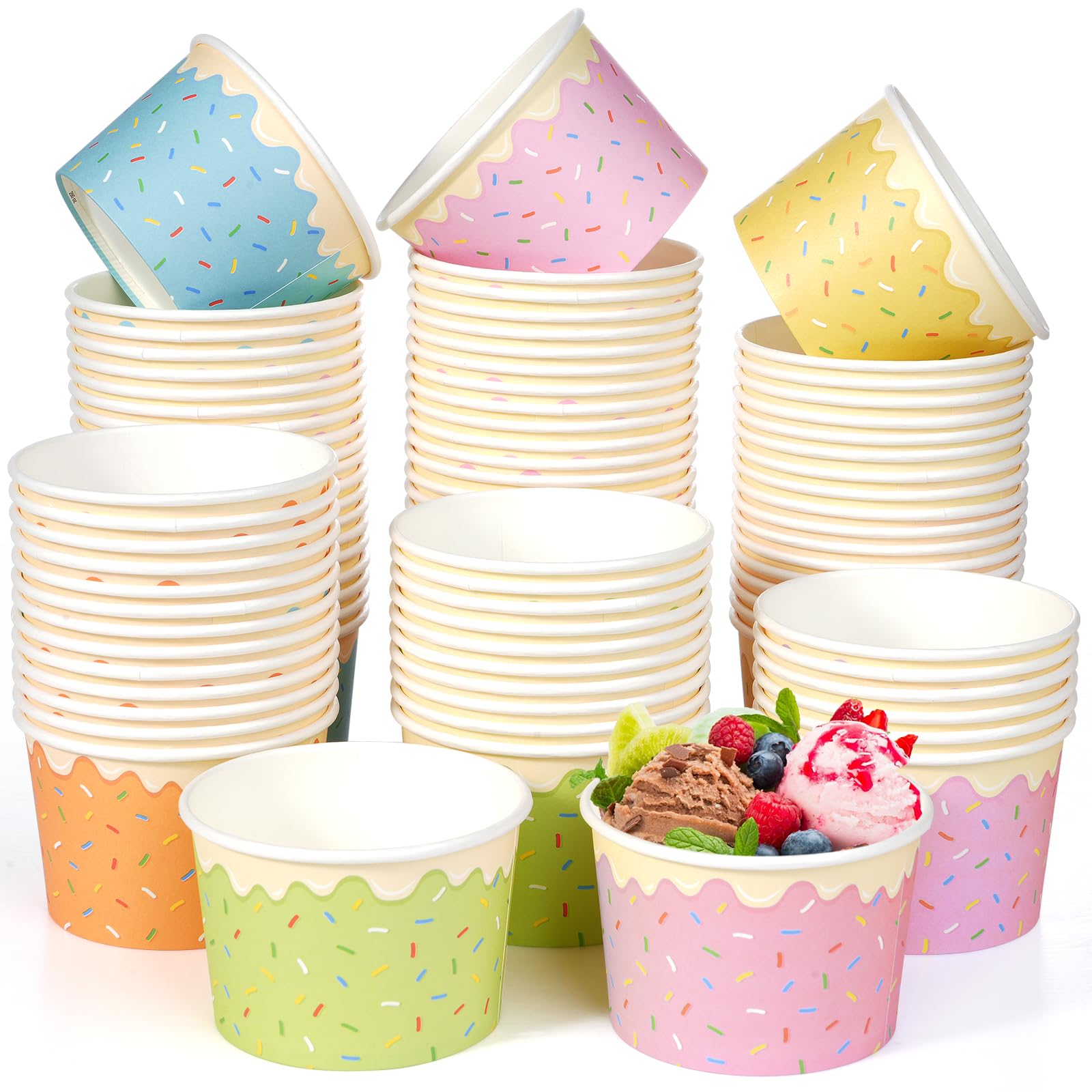 Hallswl 300pcs 9oz Paper Disposable Ice Cream Bowls Cups