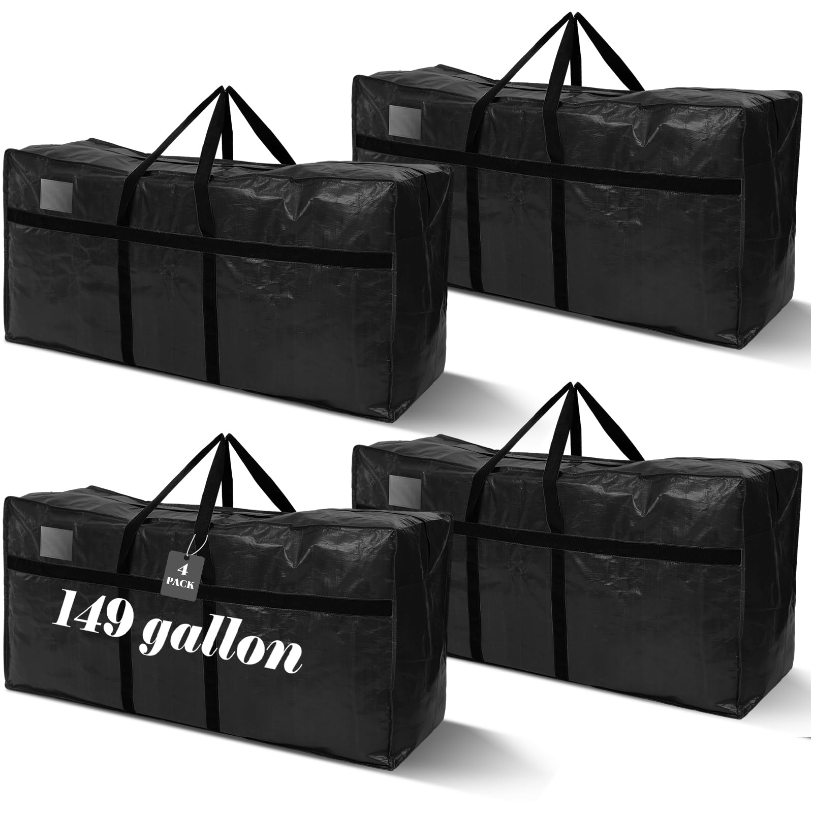 Clysee 4 Pcs 149 Gallon Large Moving Bags with Zipper and Handles Foldable Storage Duffle Bags Heavy Duty Extra Large Totes for 
