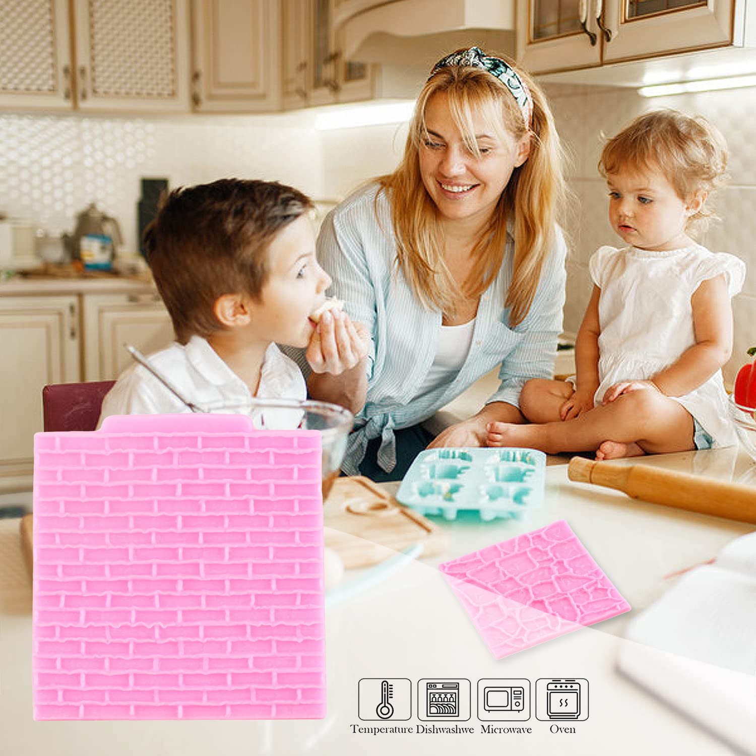 Mujiang Rock Brick Wall Texture Fondant Molds Wood Grain Tree Bark Silicone Impression Mat For Diy Cake Decoration Cupcake Toppe