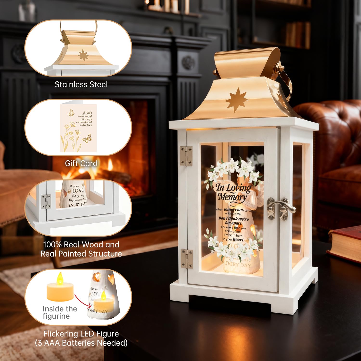 Memorial Lantern - Bereavement Sympathy Gifts for Loss of Loved One Memorial Gifts for Loss of Mother Loss of Father Remembrance